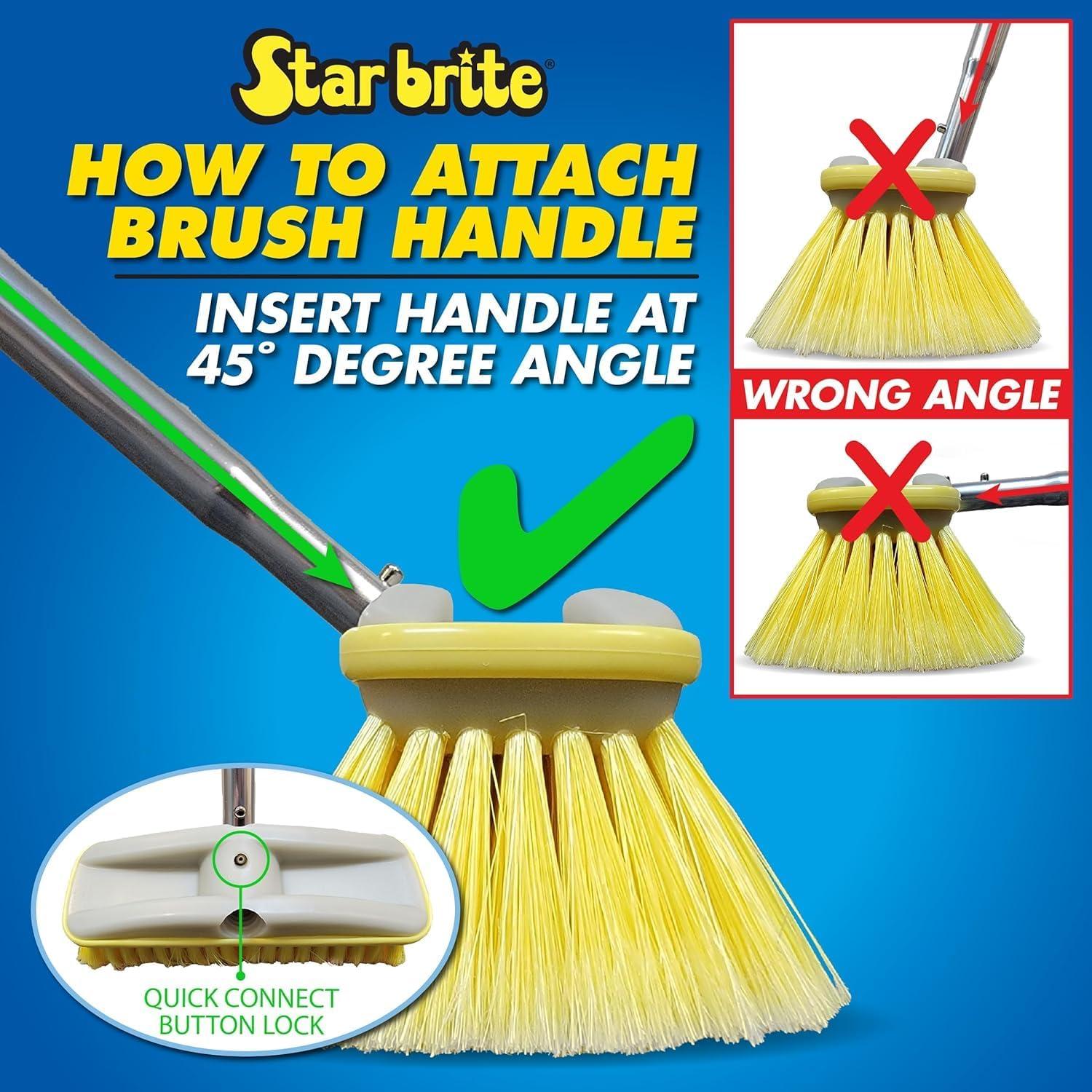 image:imageSTAR BRITE Deluxe Telescoping Deck Brush Kit Extendable AircraftGrade Aluminum Handle Soft or Medium Bristles Floats if Dropped Ergonomic Design MultiSurface CleaningYellow Soft