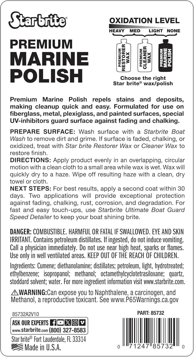 image:imageSTAR BRITE Premium Marine Polish Maximum UV Protection amp High Gloss Finish UV Inhibitors Stop Fading Chalking amp Oxidation While Repelling Water Stains amp Marine Deposits32 Ounce