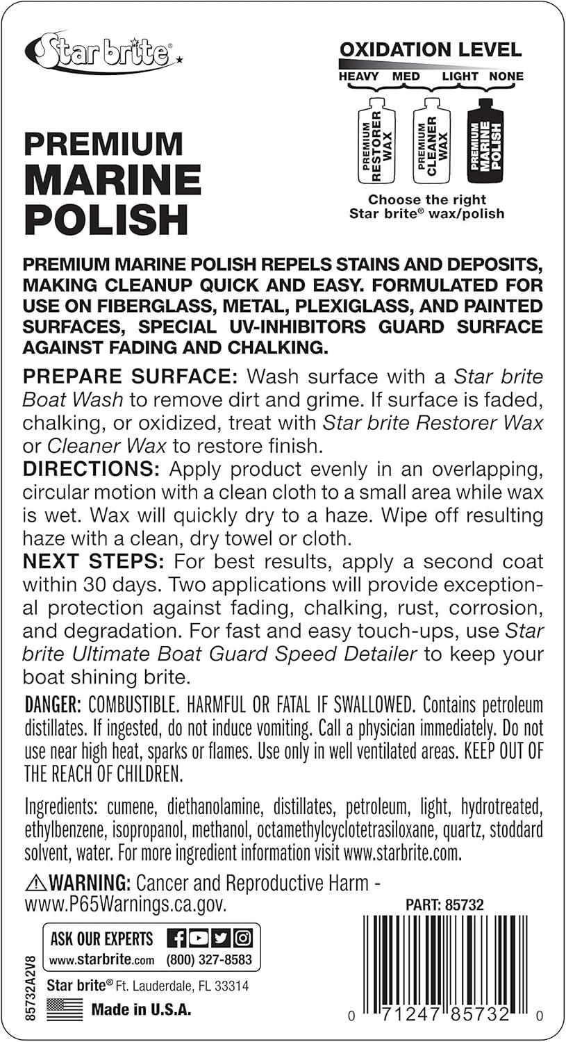 image:imageSTAR BRITE Premium Marine Polish Maximum UV Protection amp High Gloss Finish UV Inhibitors Stop Fading Chalking amp Oxidation While Repelling Water Stains amp Marine Deposits32 Ounce