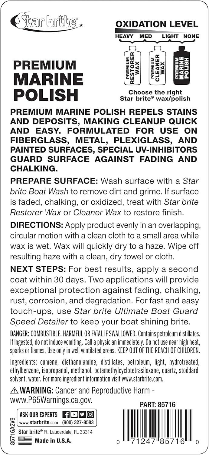 image:imageSTAR BRITE Premium Marine Polish Maximum UV Protection amp High Gloss Finish UV Inhibitors Stop Fading Chalking amp Oxidation While Repelling Water Stains amp Marine Deposits16 Ounce