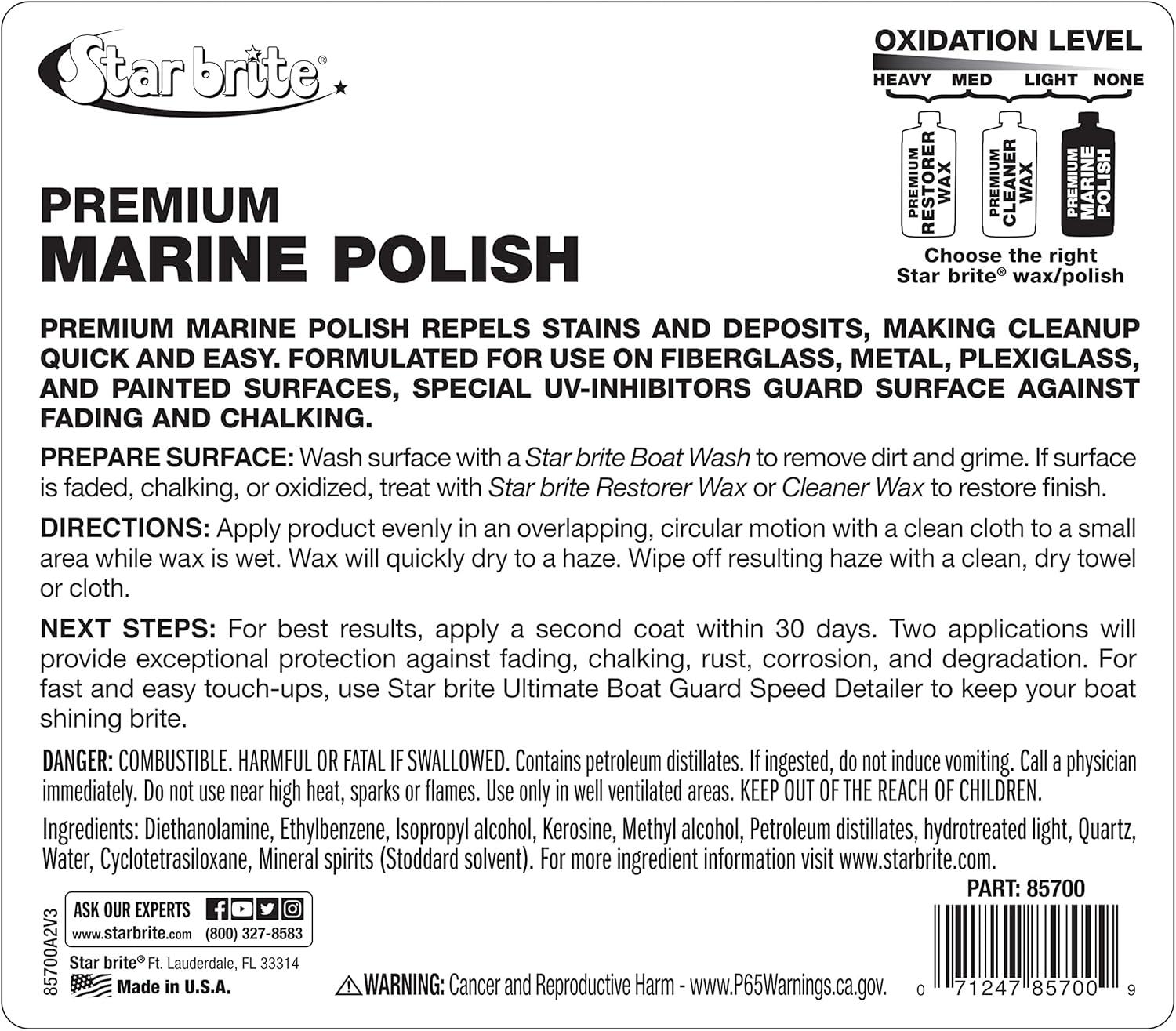image:imageSTAR BRITE Premium Marine Polish Maximum UV Protection amp High Gloss Finish UV Inhibitors Stop Fading Chalking amp Oxidation While Repelling Water Stains amp Marine Deposits128 Oz Gallon