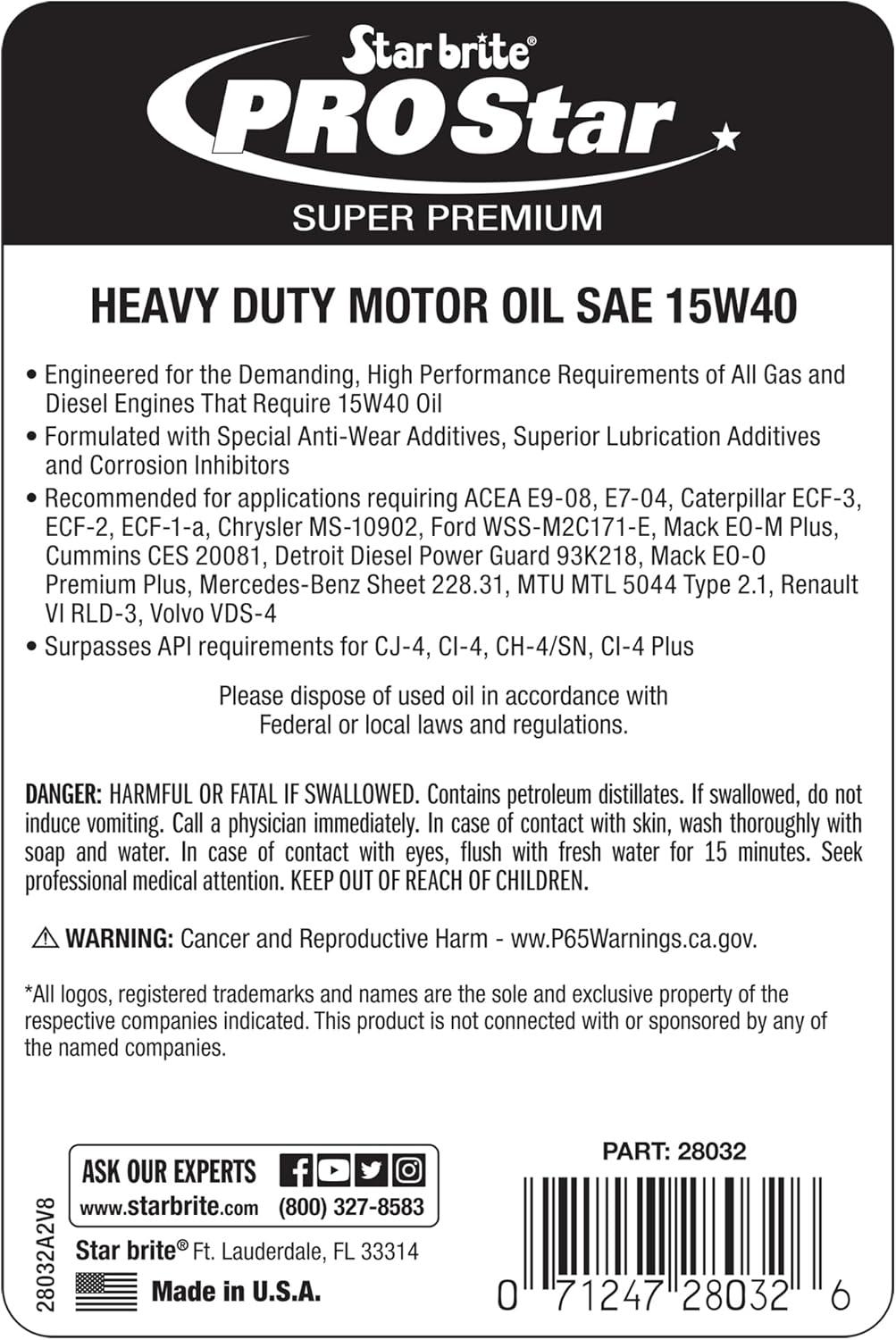 image:imageSTAR BRITE Pro Star Super Premium Motor Oil SAE 15W40 High Performance HeavyDuty Engine Protection Meets API CI CJ4 amp More15W40