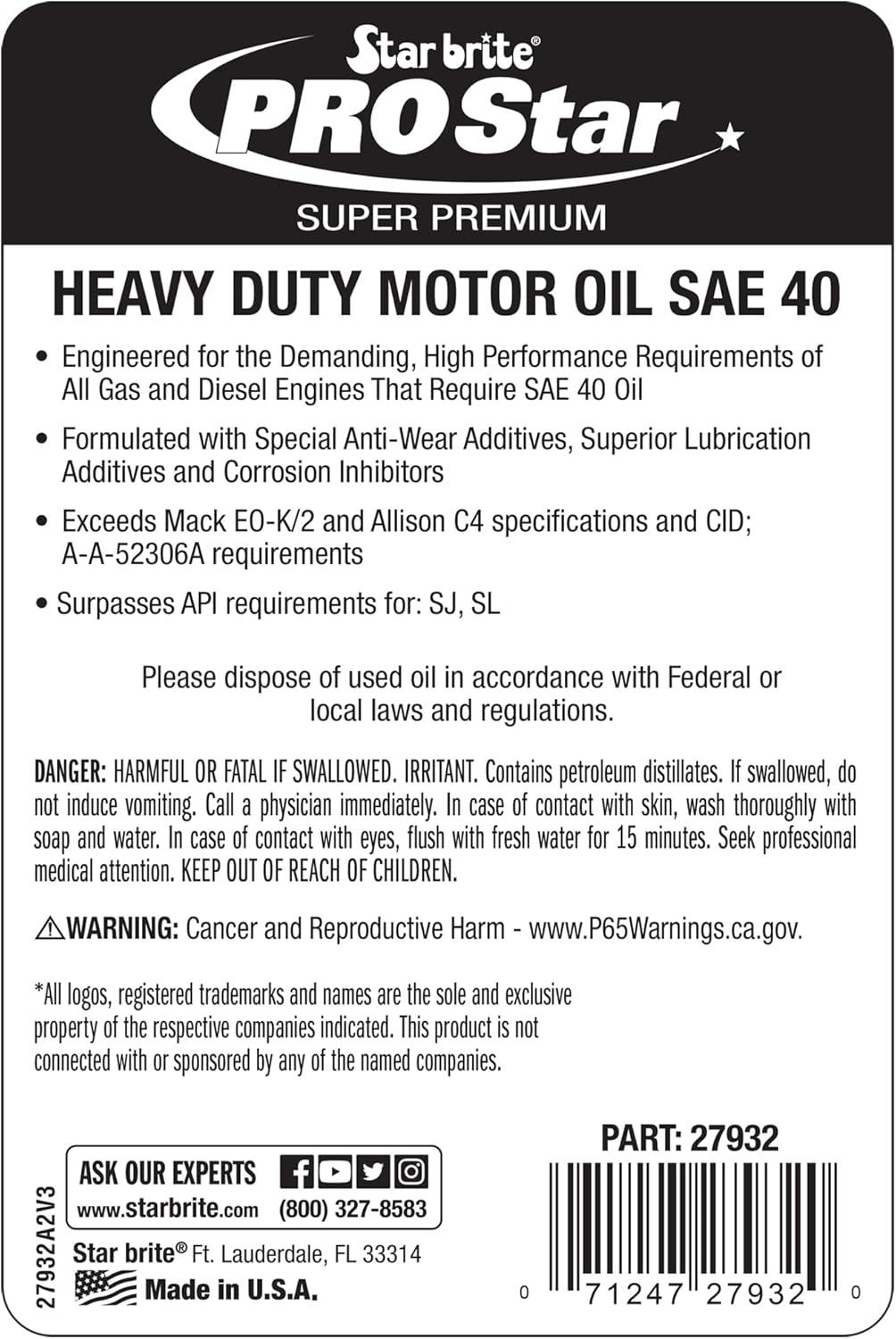 image:imageSTAR BRITE Pro Star Super Premium Motor Oil SAE 15W40 High Performance HeavyDuty Engine Protection Meets API CI CJ4 amp MoreSAE 40