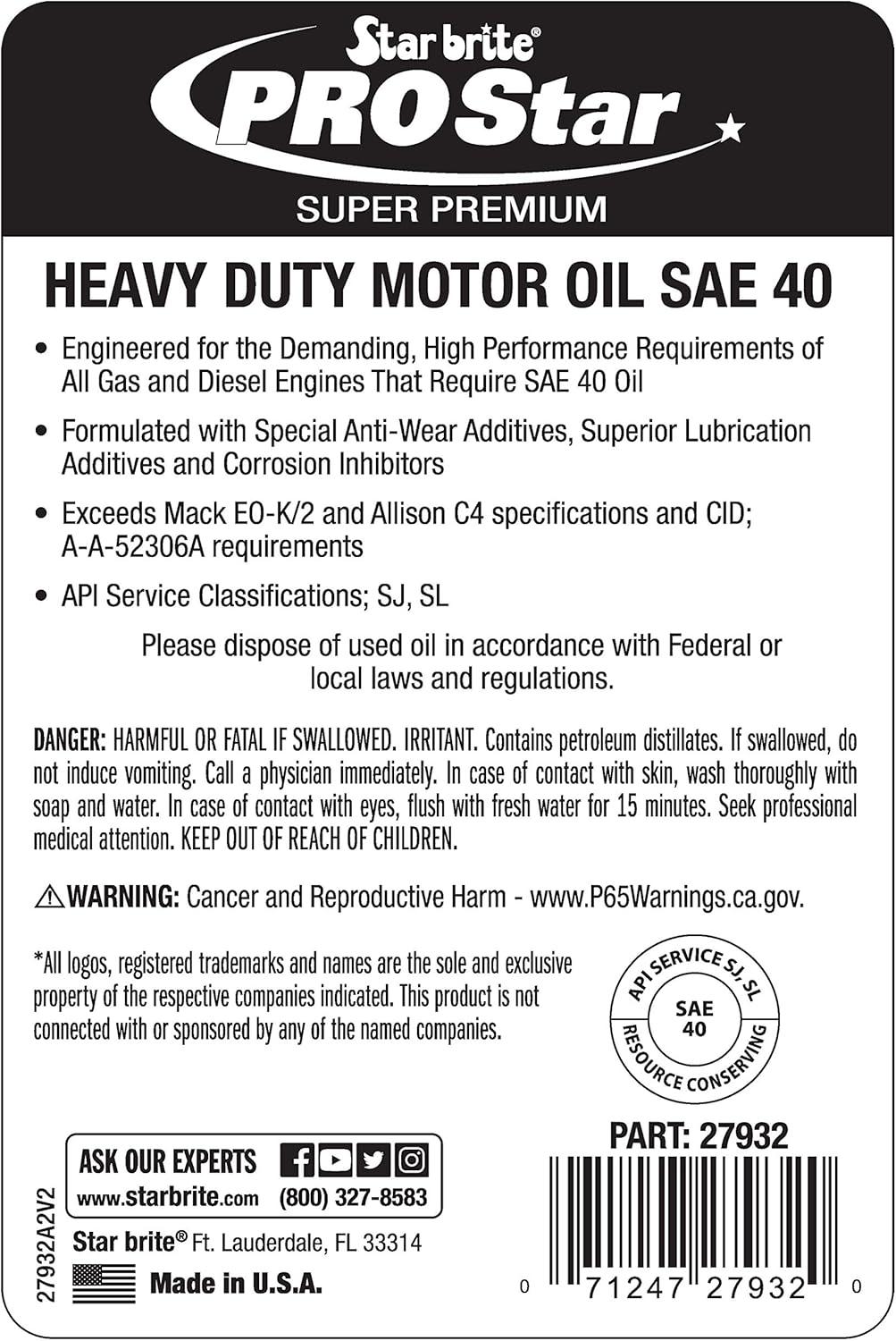image:imageSTAR BRITE Pro Star Super Premium Motor Oil SAE 15W40 High Performance HeavyDuty Engine Protection Meets API CI CJ4 amp MoreSAE 40