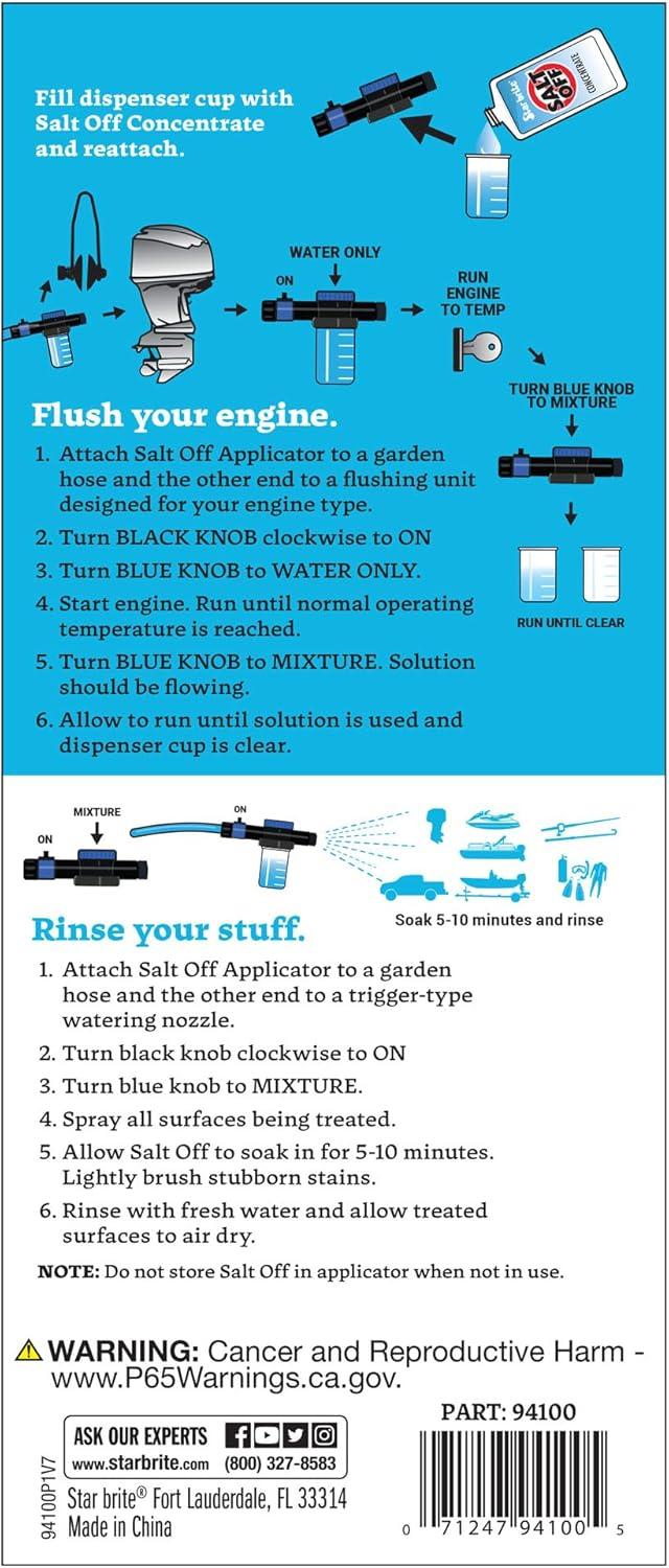 image:imageSTAR BRITE Salt Off Kit Applicator amp 32 OZ Concentrate for Marine Engine Flush amp Salt Removal on Boats Trailers Fishing Gear Dive Equipment and MoreMixerApplicator