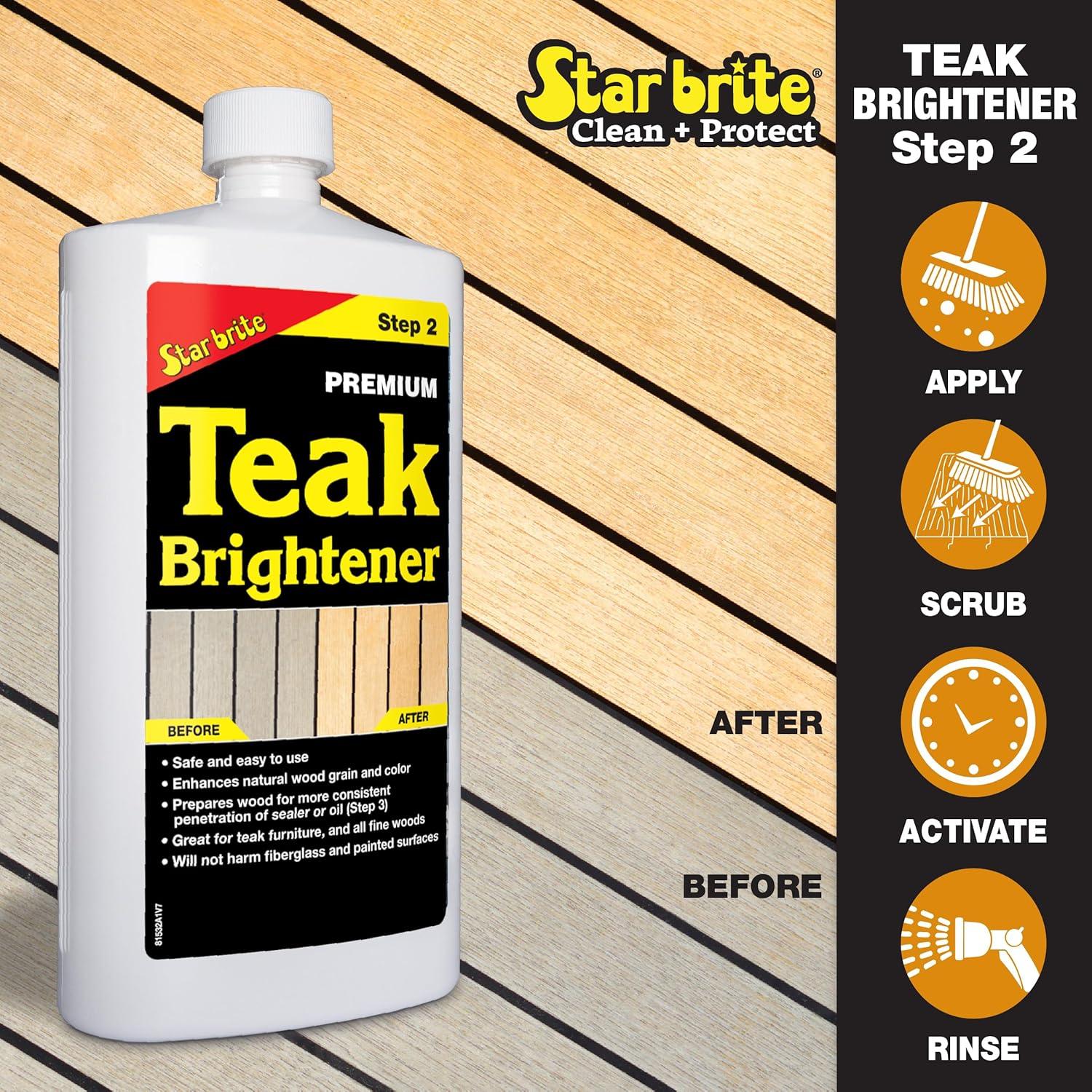 image:imageSTAR BRITE Teak Care 3 Step Kit Teak Cleaner Teak Brightener Teak Oil 16 OZ 08121616 OZ Kit