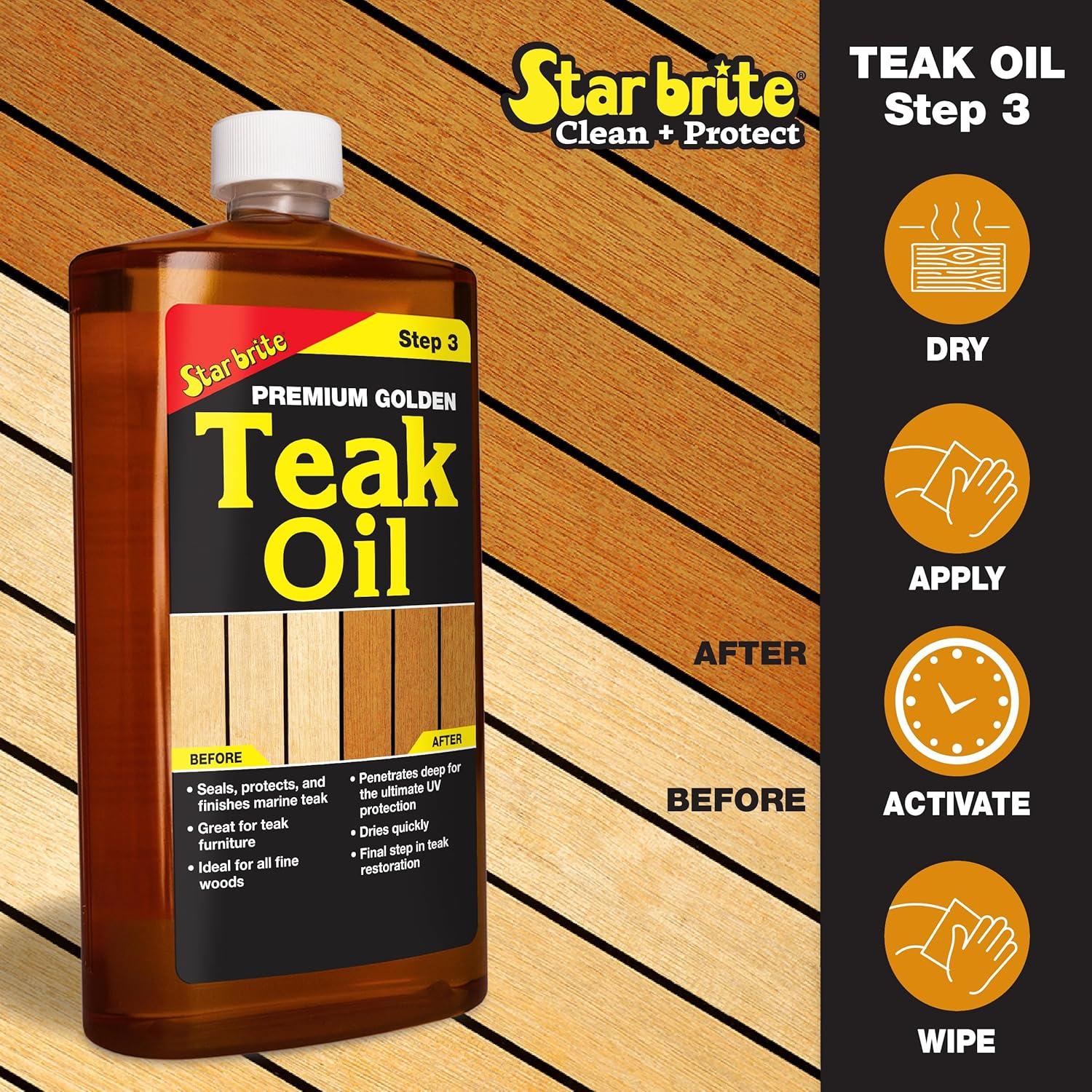 image:imageSTAR BRITE Teak Care 3 Step Kit Teak Cleaner Teak Brightener Teak Oil 16 OZ 08121616 OZ Kit
