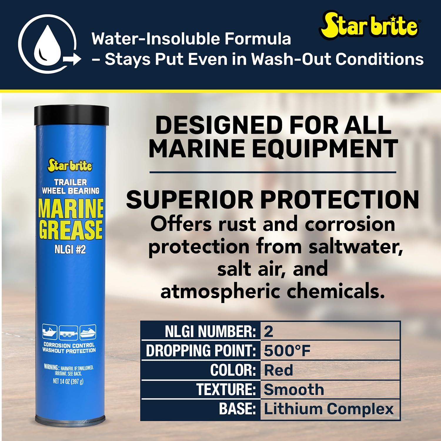 image:imageSTAR BRITE Trailer Wheel Bearing Grease NLG2 Advanced MarineGrade Protection Against Rust Corrosion amp Water Washout14 OZ Cartridge