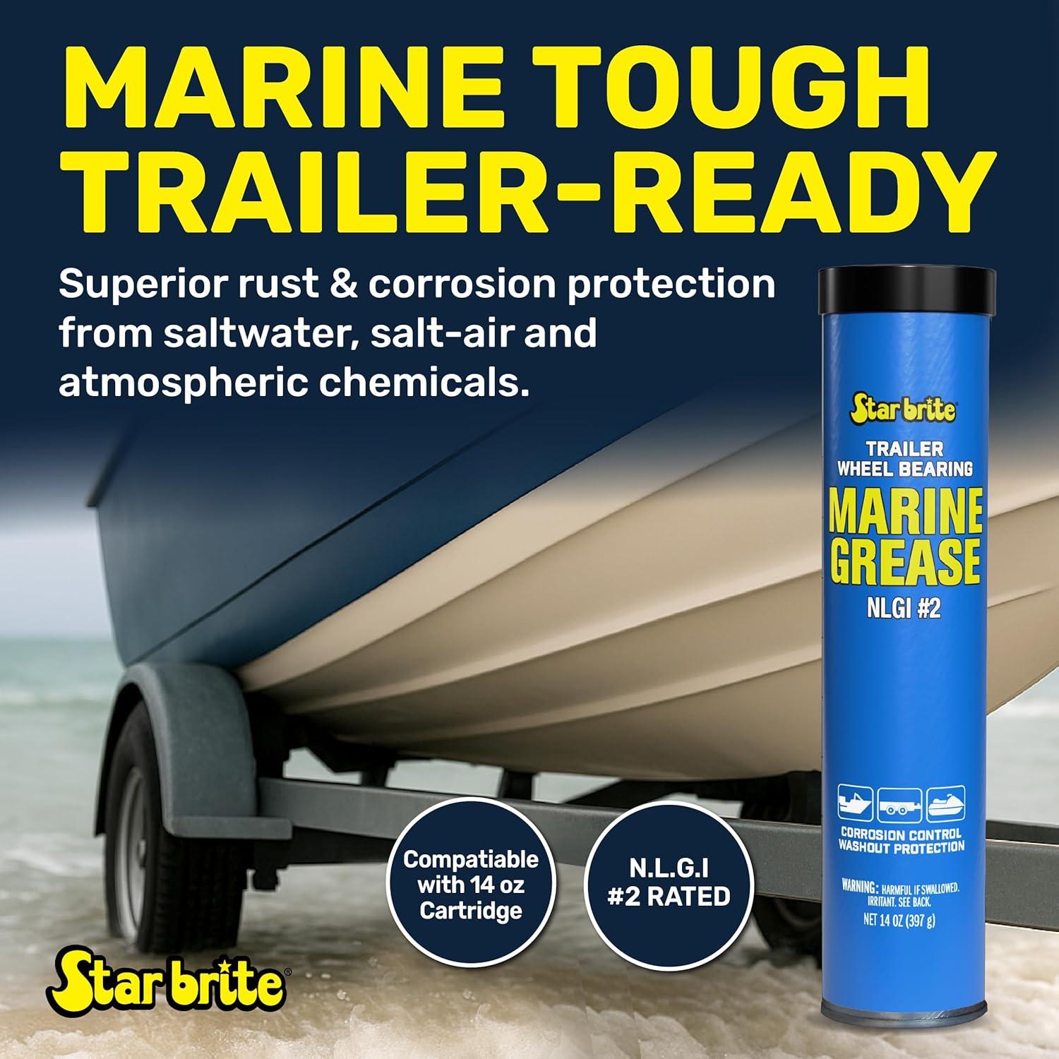 image:imageSTAR BRITE Trailer Wheel Bearing Grease NLG2 Advanced MarineGrade Protection Against Rust Corrosion amp Water Washout14 OZ Cartridge
