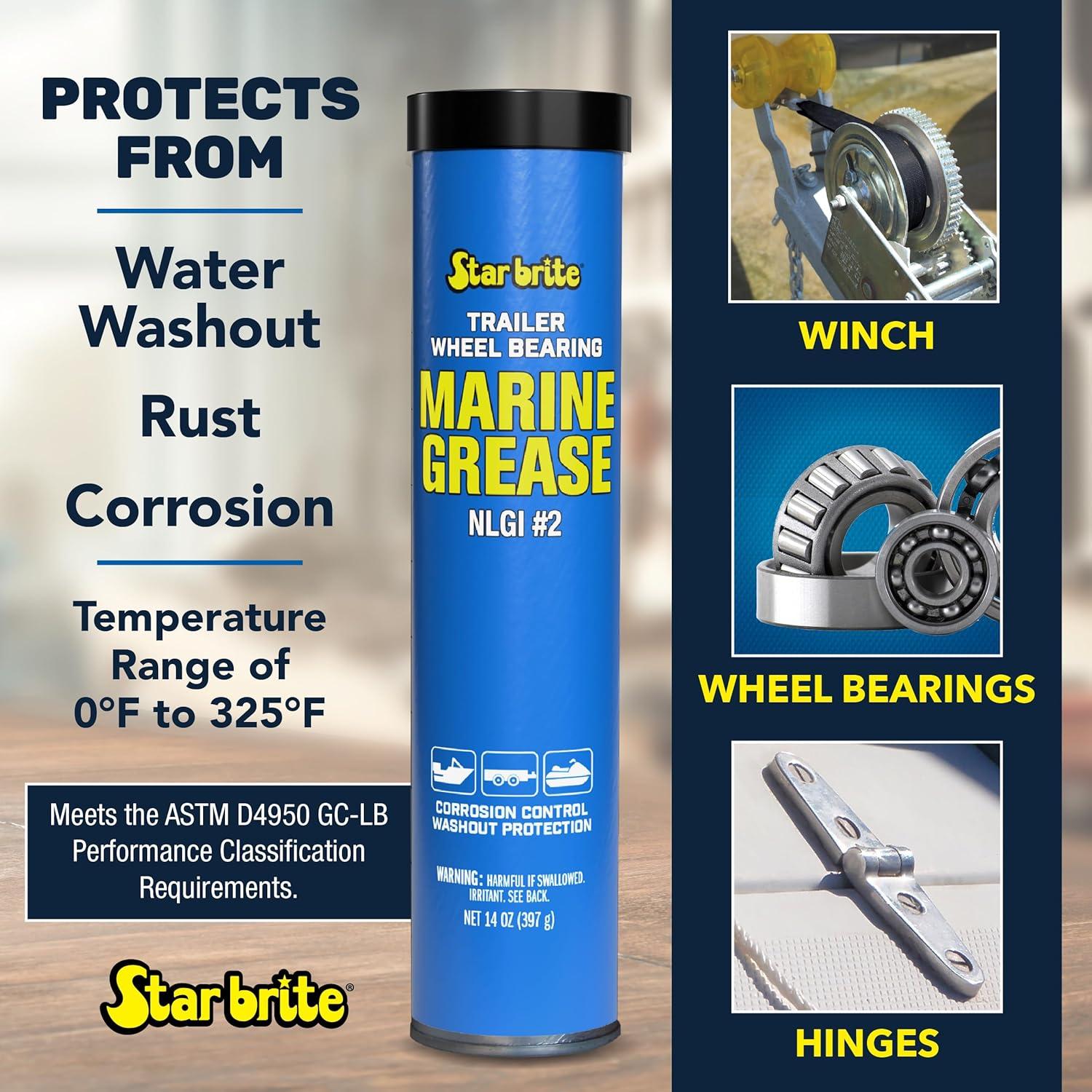 image:imageSTAR BRITE Trailer Wheel Bearing Grease NLG2 Advanced MarineGrade Protection Against Rust Corrosion amp Water Washout14 OZ Cartridge