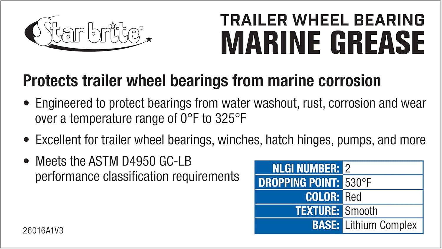 image:imageSTAR BRITE Trailer Wheel Bearing Grease NLG2 Advanced MarineGrade Protection Against Rust Corrosion amp Water Washout16 Oz Tub