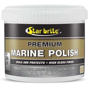 STAR BRITE Premium Marine Polish – Maximum UV Protection & High Gloss Finish – UV Inhibitors Stop Fading, Chalking & Oxidation While Repelling Water, Stains & Marine Deposits(14 Oz Tub)