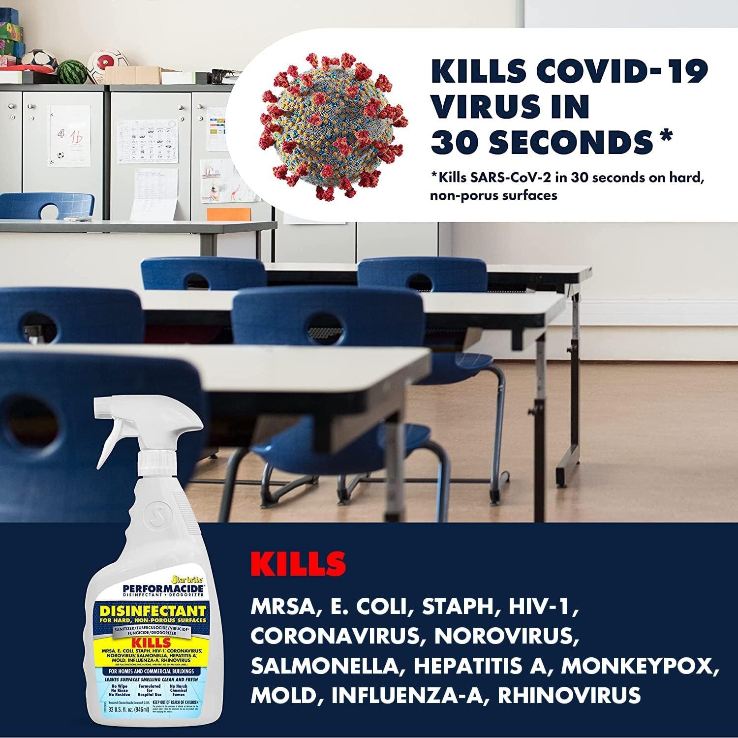 image:imagePerformacide Disinfectant Kills COVID19 Virus in 30 Seconds No Rinse No Wipe No Residue Just Add Water 32 OZ Single Kit 10203232 OZ 3 Pack Refill