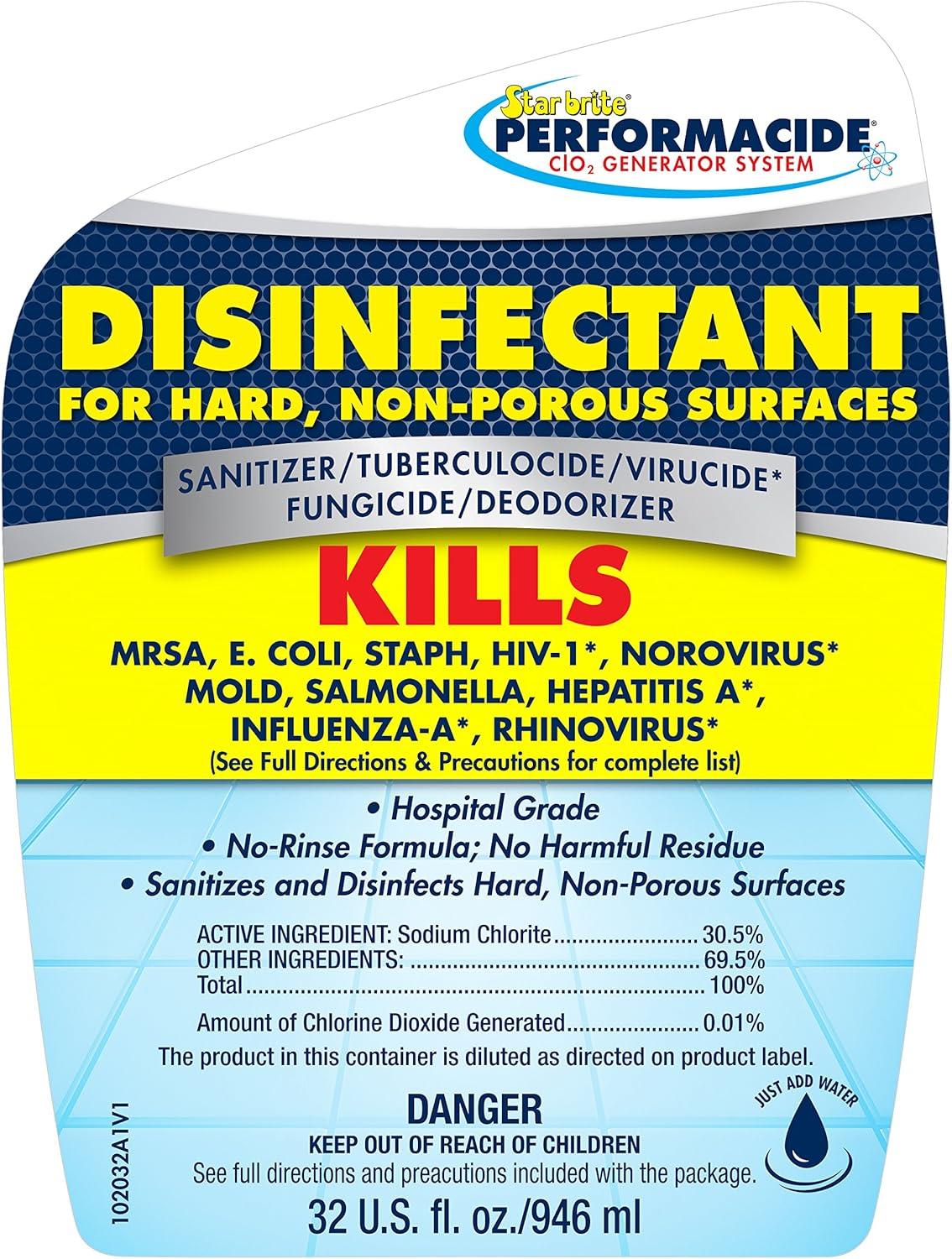 image:imagePerformacide Disinfectant Kills COVID19 Virus in 30 Seconds No Rinse No Wipe No Residue Just Add Water 32 OZ Single Kit 10203232 OZ Starter Kit