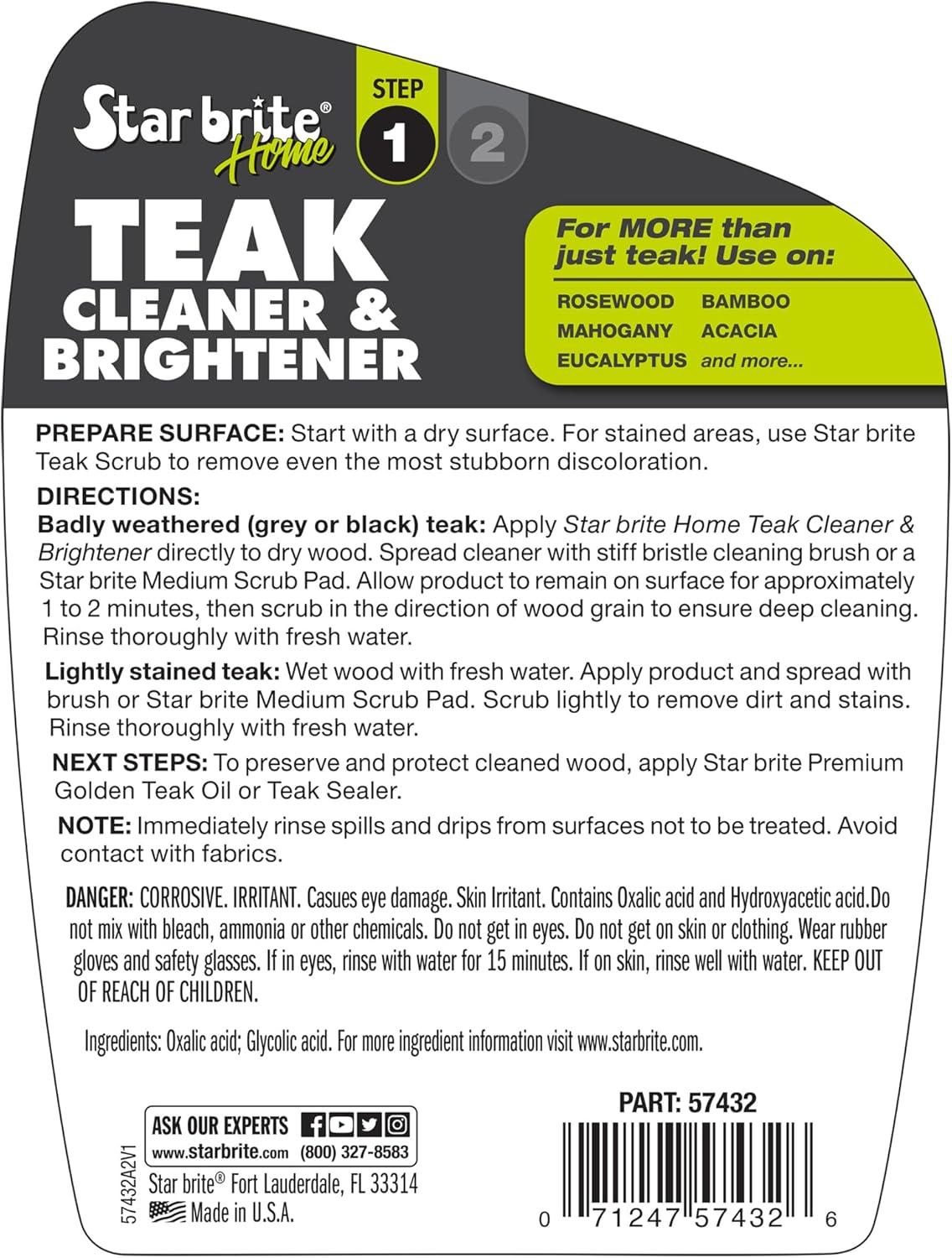image:imageSTAR BRITE 2 STEP Teak Care Kit Preserve the Natural Beauty of Your Teak With Our Premium Oil amp Cleaner Combo Ideal for All Fine Woods Ensuring Deep Protection amp Vibrant Color32 OZ CleanerBrightener