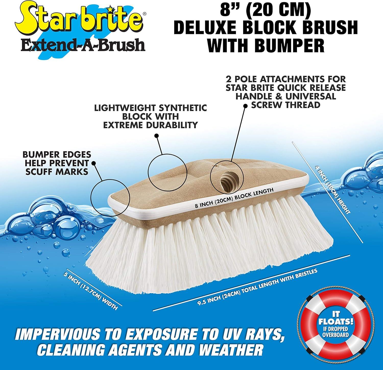 image:imageSTAR BRITE 8 Premium Cleaning Brush Synthetic Wood Block with HighDensity Star Prene Fibers for Smooth amp Painted Surfaces Fits Star brite ExtendABrush Handles Soft Bristle Yellow 040170White