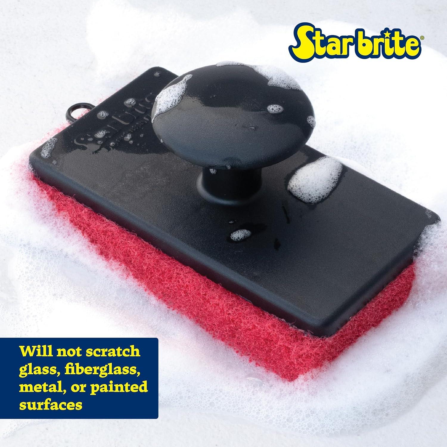 image:imageSTAR BRITE AllPurpose Medium Red Scrubber Pad Available in Medium Fine amp Coarse Textures with Ergonomic Handle for Boats Teak and Outdoor Cleaning 040021POne Size