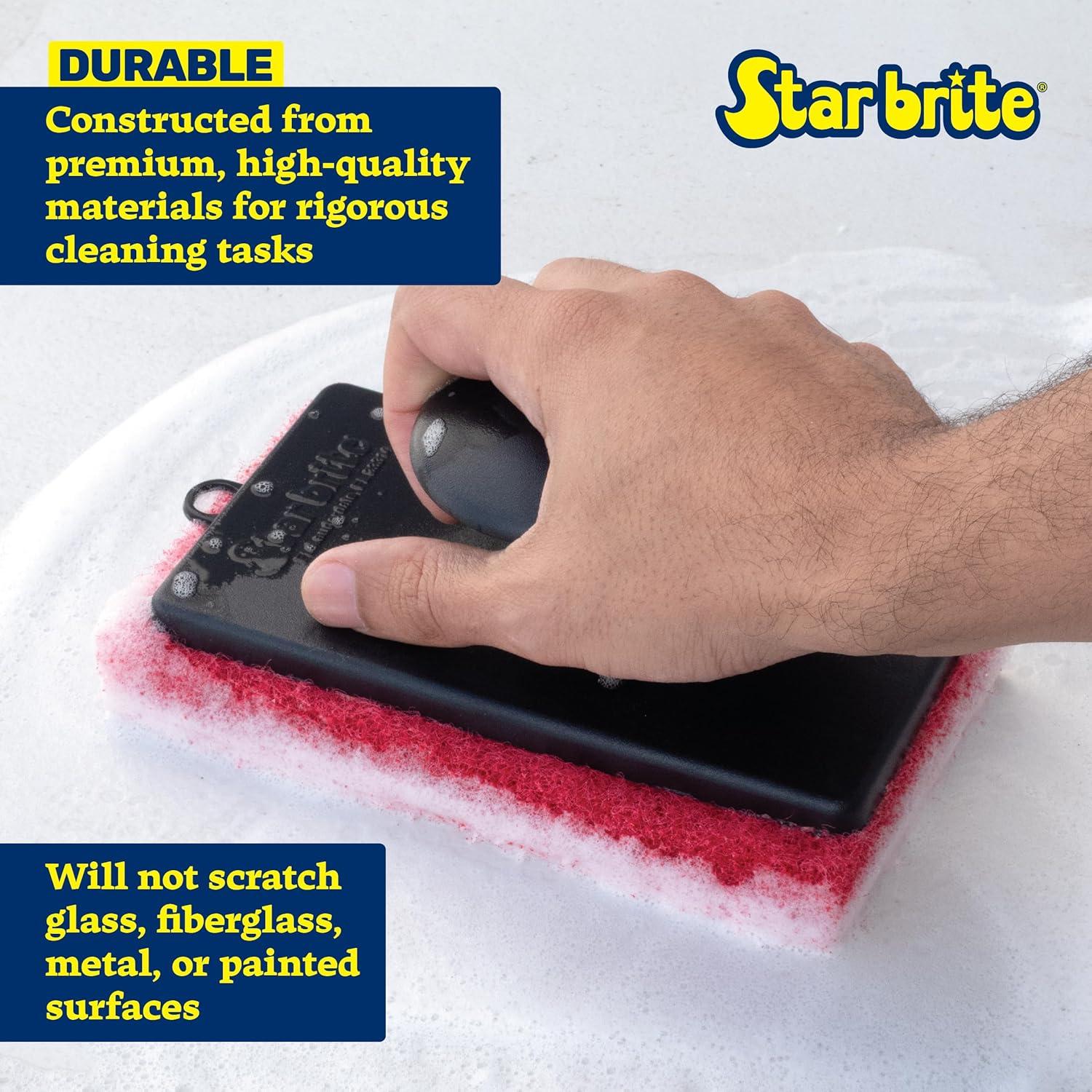image:imageSTAR BRITE AllPurpose Medium Red Scrubber Pad Available in Medium Fine amp Coarse Textures with Ergonomic Handle for Boats Teak and Outdoor Cleaning 040021POne Size