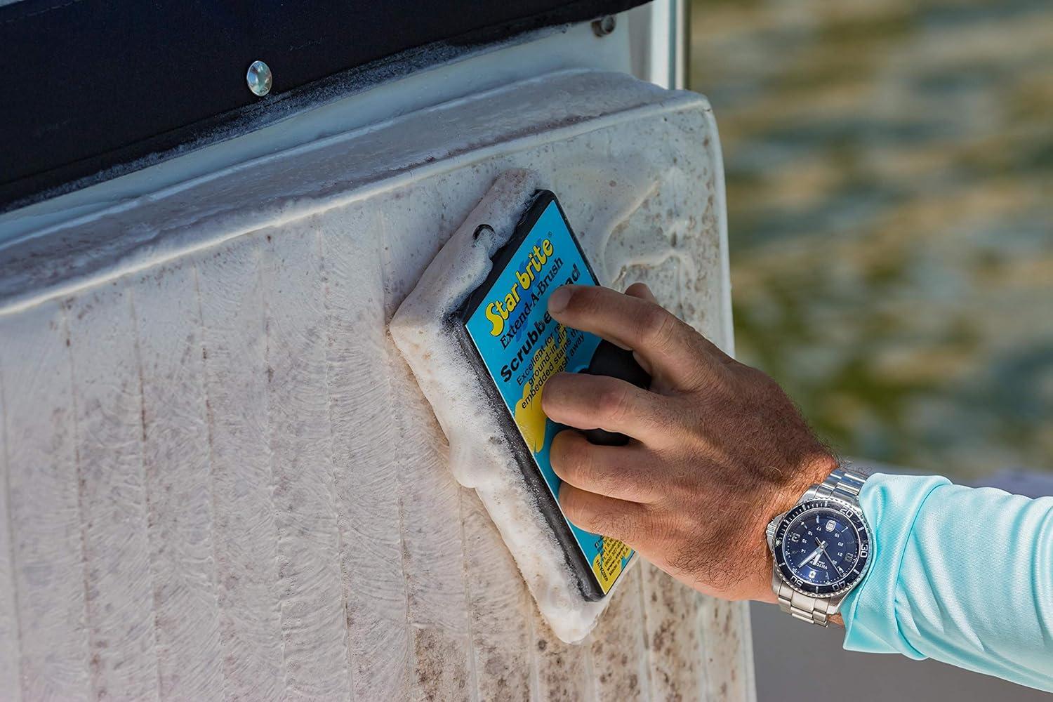 image:imageSTAR BRITE AllPurpose Medium Red Scrubber Pad Available in Medium Fine amp Coarse Textures with Ergonomic Handle for Boats Teak and Outdoor Cleaning 040021PMedium