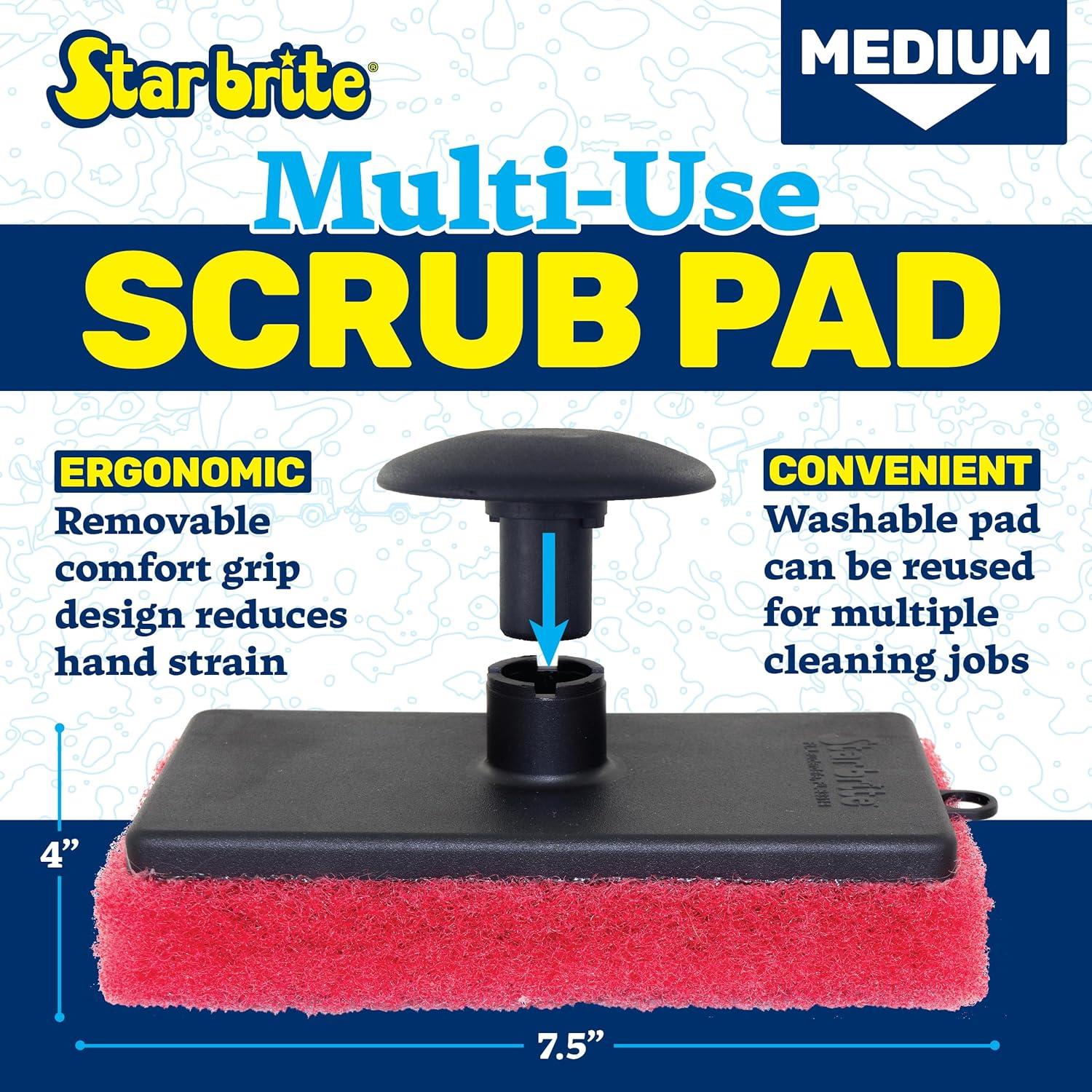 image:imageSTAR BRITE AllPurpose Medium Red Scrubber Pad Available in Medium Fine amp Coarse Textures with Ergonomic Handle for Boats Teak and Outdoor Cleaning 040021POne Size Pack of 6