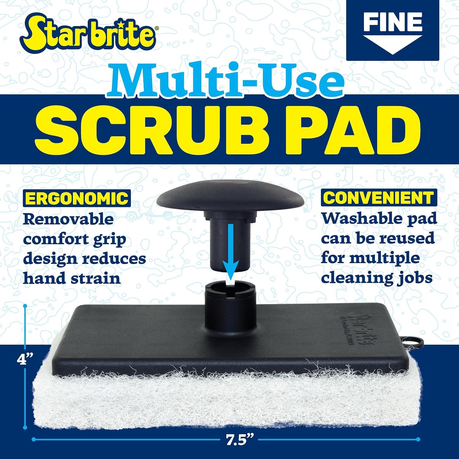 image:imageSTAR BRITE AllPurpose Medium Red Scrubber Pad Available in Medium Fine amp Coarse Textures with Ergonomic Handle for Boats Teak and Outdoor Cleaning 040021PMedium
