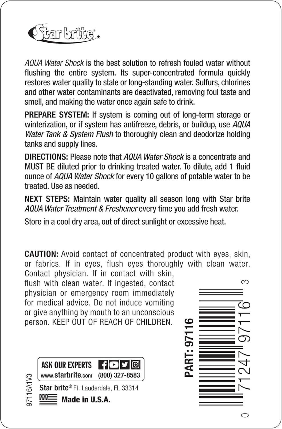 image:imageSTAR BRITE Aqua Water Shock for Boats amp RVs Instant Odor amp Bad Taste Remover for Potable Water 16 Ounce 097116