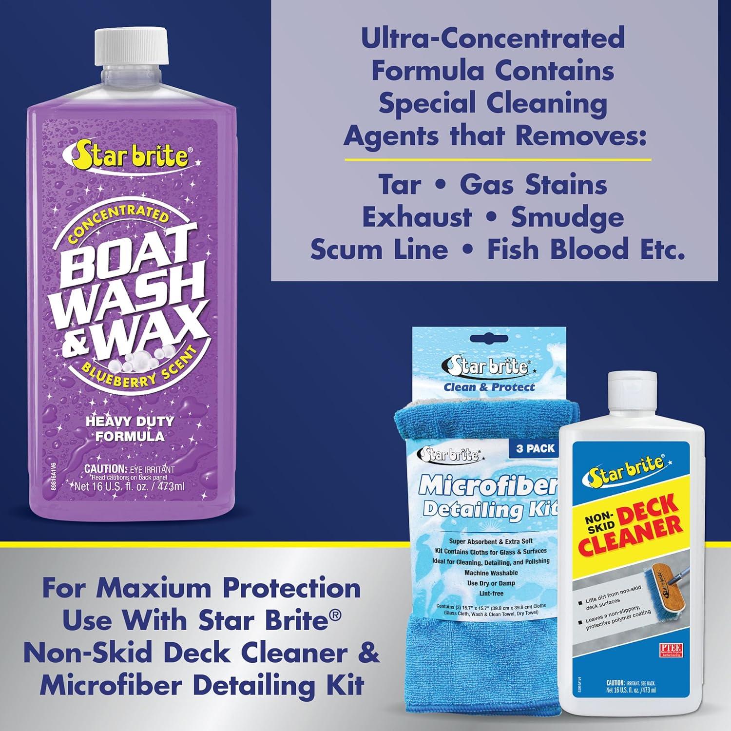 image:imageSTAR BRITE Boat Wash amp Wax Heavy Duty Concentrate Clean Shine amp Protect in One Easy Step 1 Ounce Makes 1 Gallon Blueberry ScentWash Wax