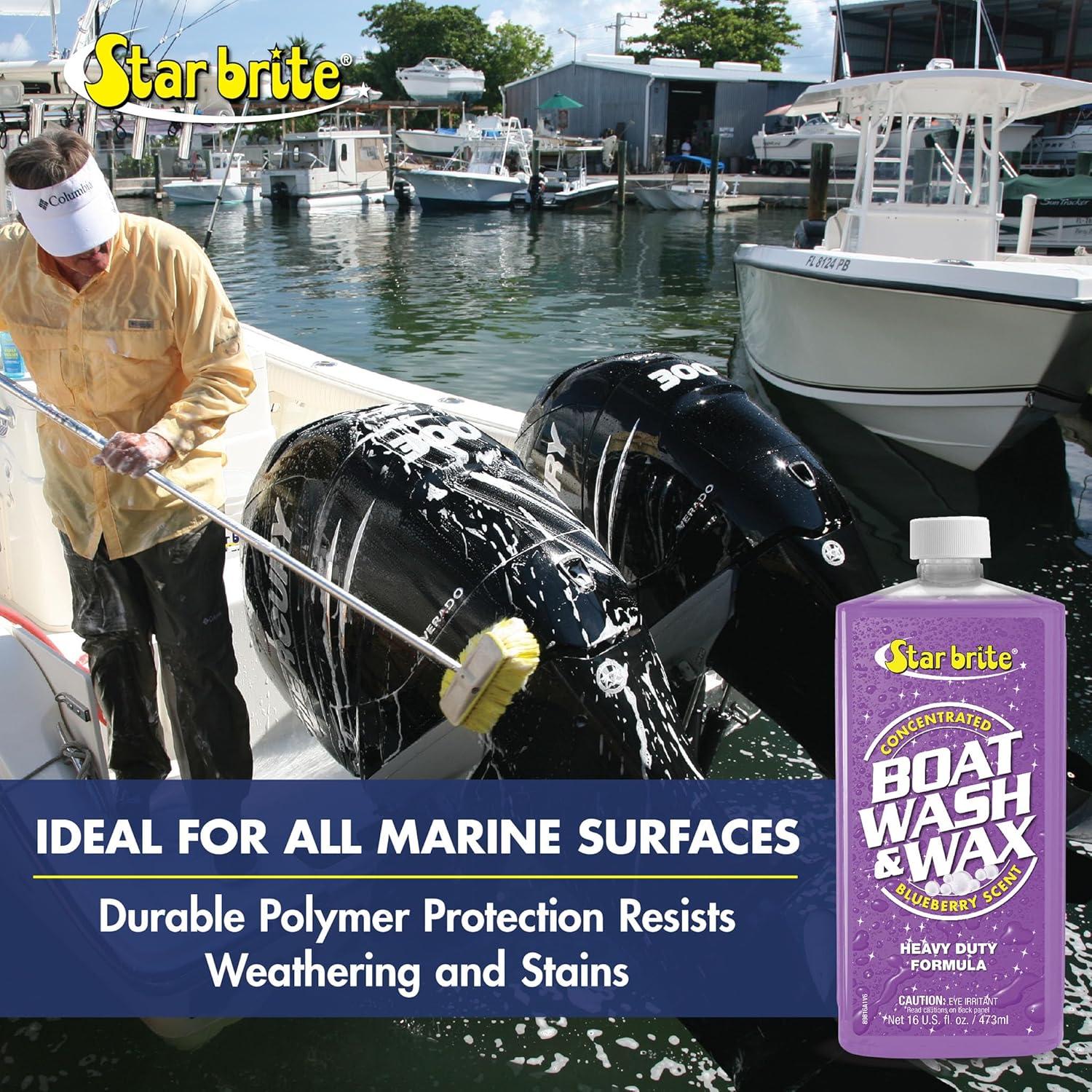 image:imageSTAR BRITE Boat Wash amp Wax Heavy Duty Concentrate Clean Shine amp Protect in One Easy Step 1 Ounce Makes 1 Gallon Blueberry ScentWash Wax