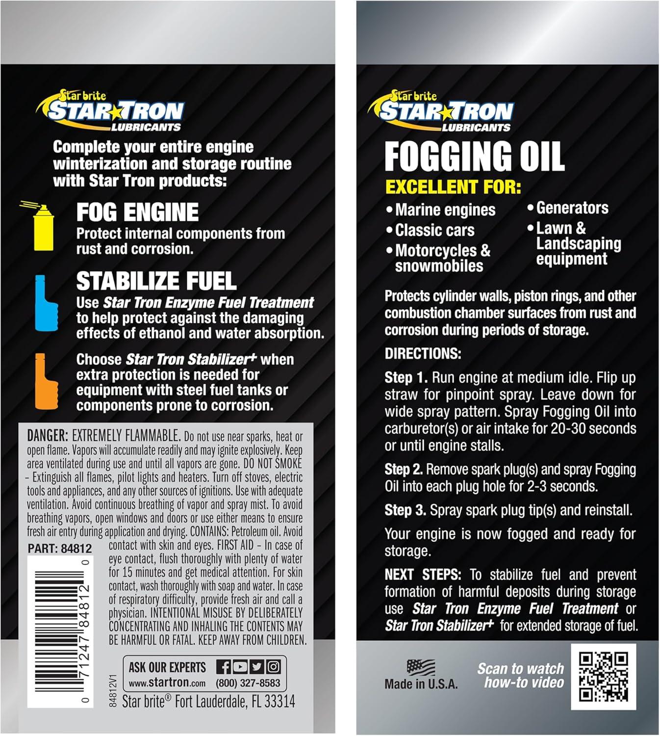 image:imageSTAR BRITE Fogging Oil Professional Grade Maximum Protection for All Engines in Seasonal or LongTerm Storage12 oz Spray