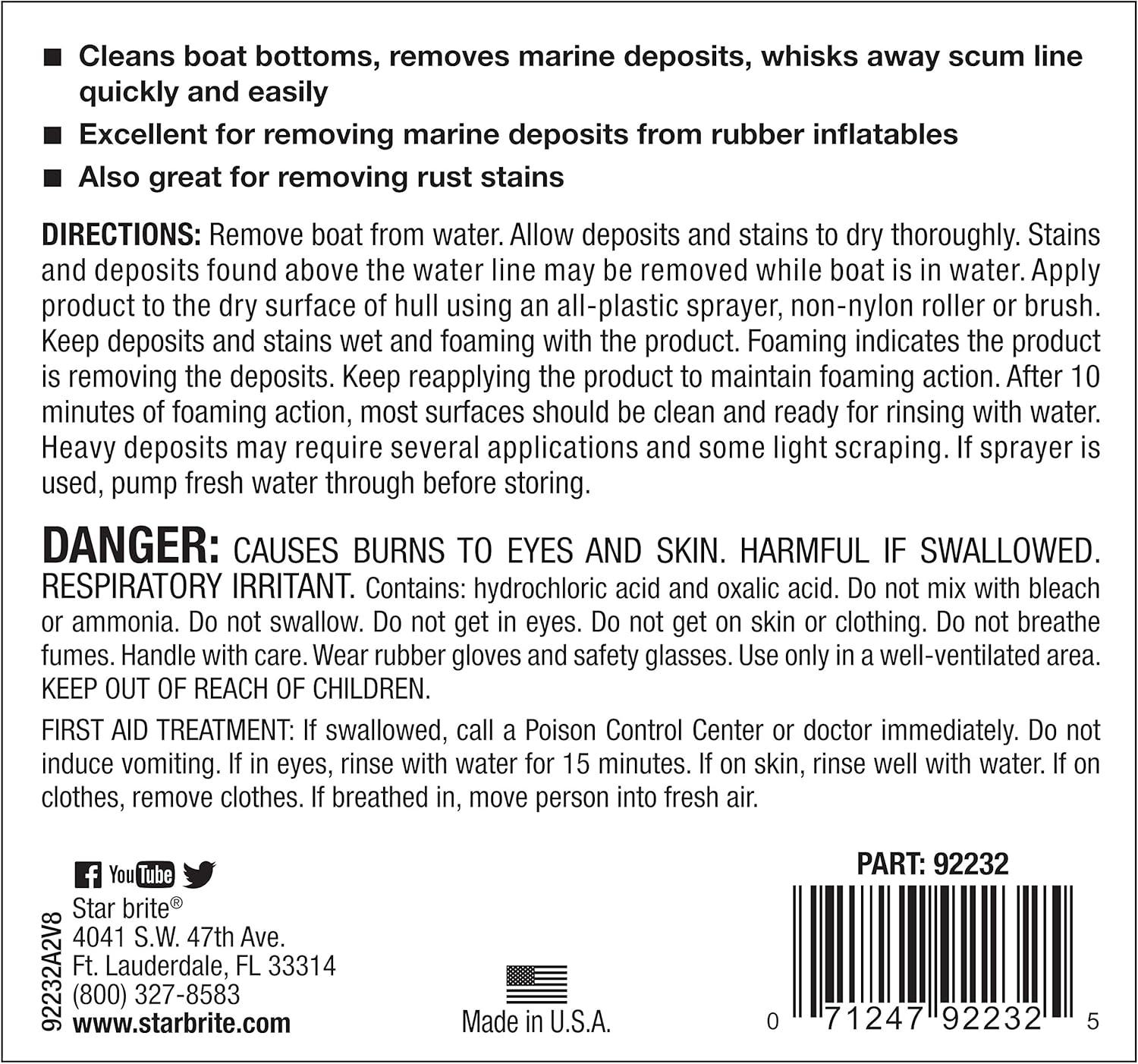image:imageSTAR BRITE Heavy Duty Boat Bottom Cleaner Remove Tough Deposits Scum Lines amp Rust Stains Quickly amp Easily from Boat Hull Safe for Fiberglass Wood Iron amp Painted Surface32 oz