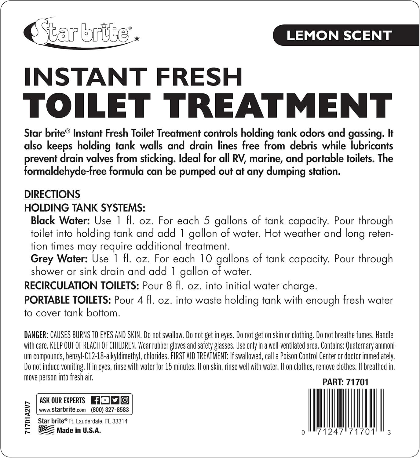 image:imageSTAR BRITE Instant Fresh Toilet Treatment Concentrate Eliminates amp Prevents Holding Tank Odors Biodegradable Lemon Scent 16 OZ 071716Lemon