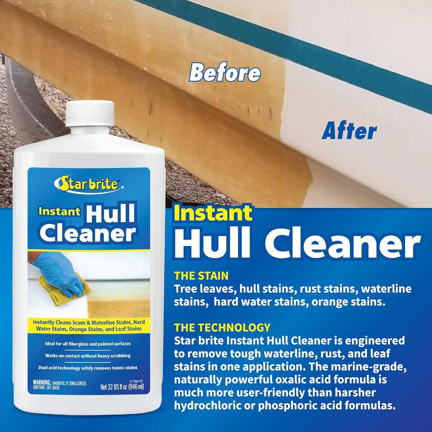 image:imageSTAR BRITE Instant Hull Cleaner Easily Remove Stains Scum Lines amp Grime for Boat Hulls Fiberglass Plastic amp Painted Surfaces Wipe On Rinse Off Formula 32 Ounces 08173232 Oz Quart