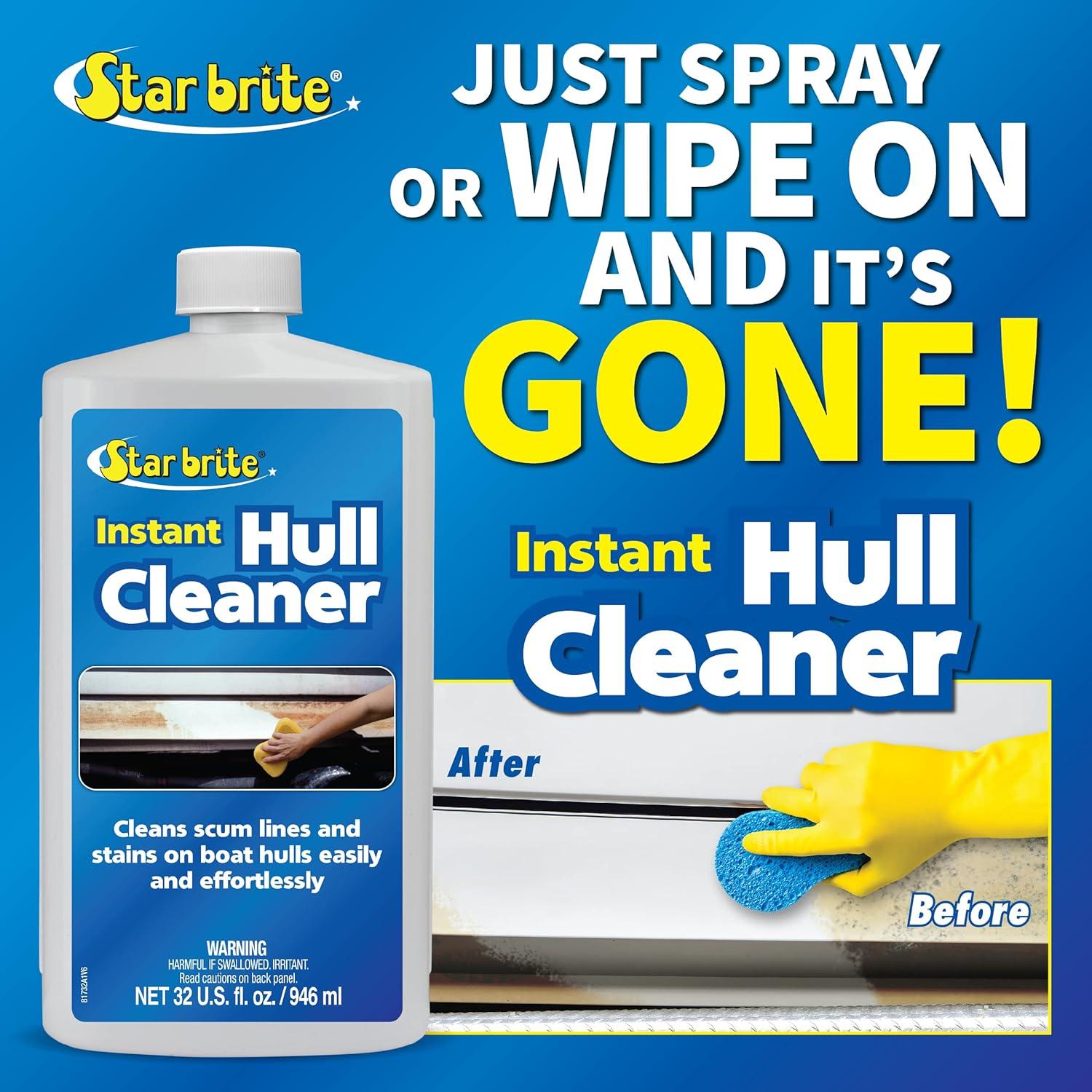 image:imageSTAR BRITE Instant Hull Cleaner Easily Remove Stains Scum Lines amp Grime for Boat Hulls Fiberglass Plastic amp Painted Surfaces Wipe On Rinse Off Formula 32 Ounces 08173232 Oz Quart