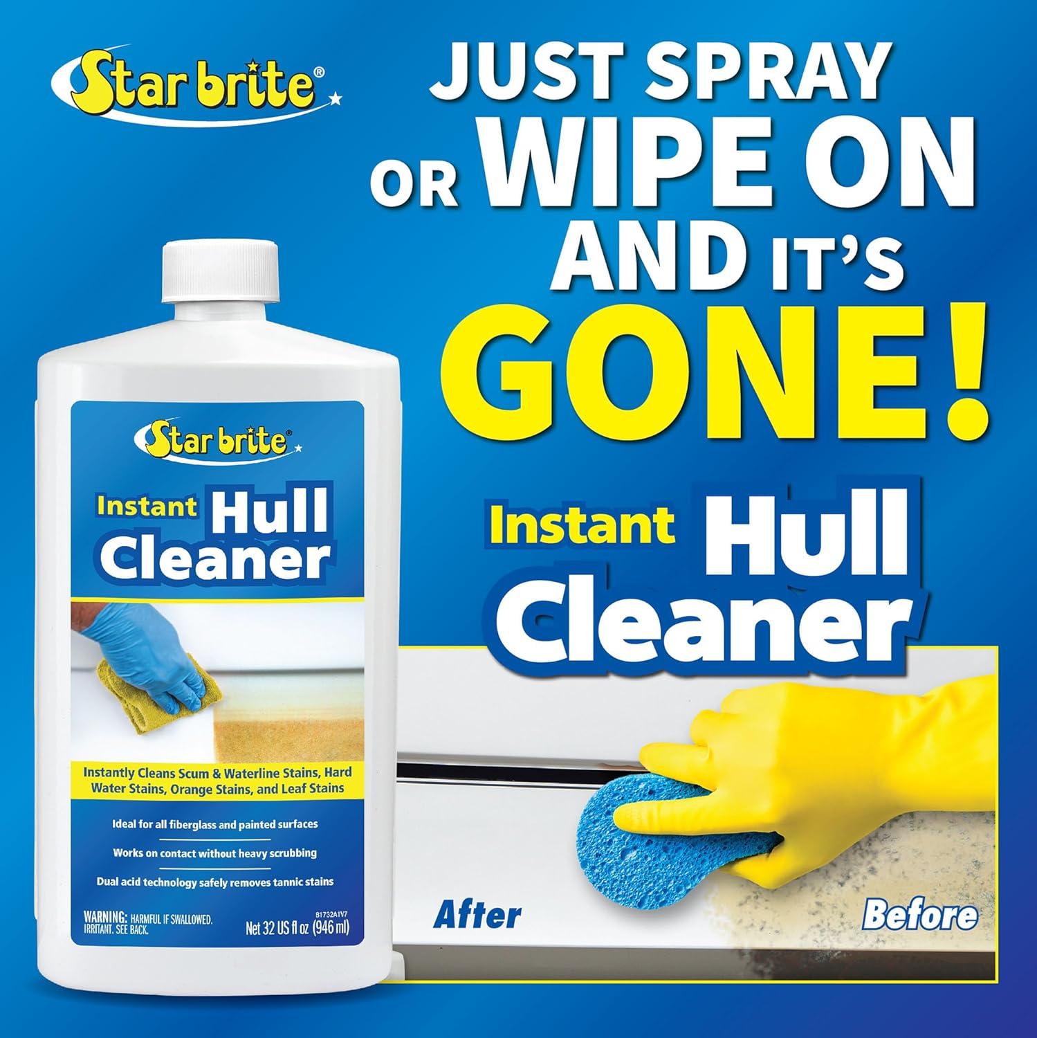 image:imageSTAR BRITE Instant Hull Cleaner Easily Remove Stains Scum Lines amp Grime for Boat Hulls Fiberglass Plastic amp Painted Surfaces Wipe On Rinse Off Formula 32 Ounces 08173232 Oz Quart