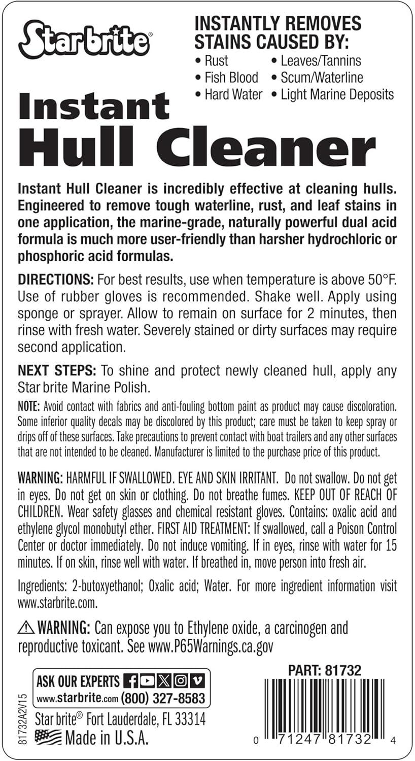 image:imageSTAR BRITE Instant Hull Cleaner Easily Remove Stains Scum Lines amp Grime for Boat Hulls Fiberglass Plastic amp Painted Surfaces Wipe On Rinse Off Formula 32 Ounces 08173232 Oz Quart