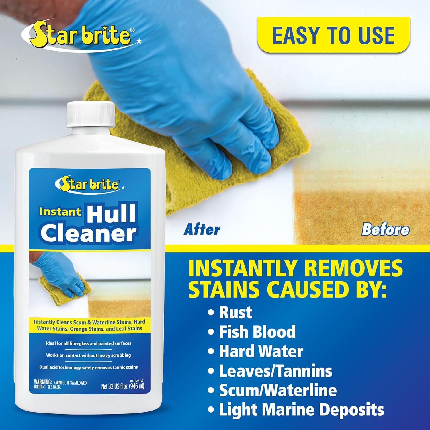 image:imageSTAR BRITE Instant Hull Cleaner Easily Remove Stains Scum Lines amp Grime for Boat Hulls Fiberglass Plastic amp Painted Surfaces Wipe On Rinse Off Formula 32 Ounces 08173232 Oz Quart