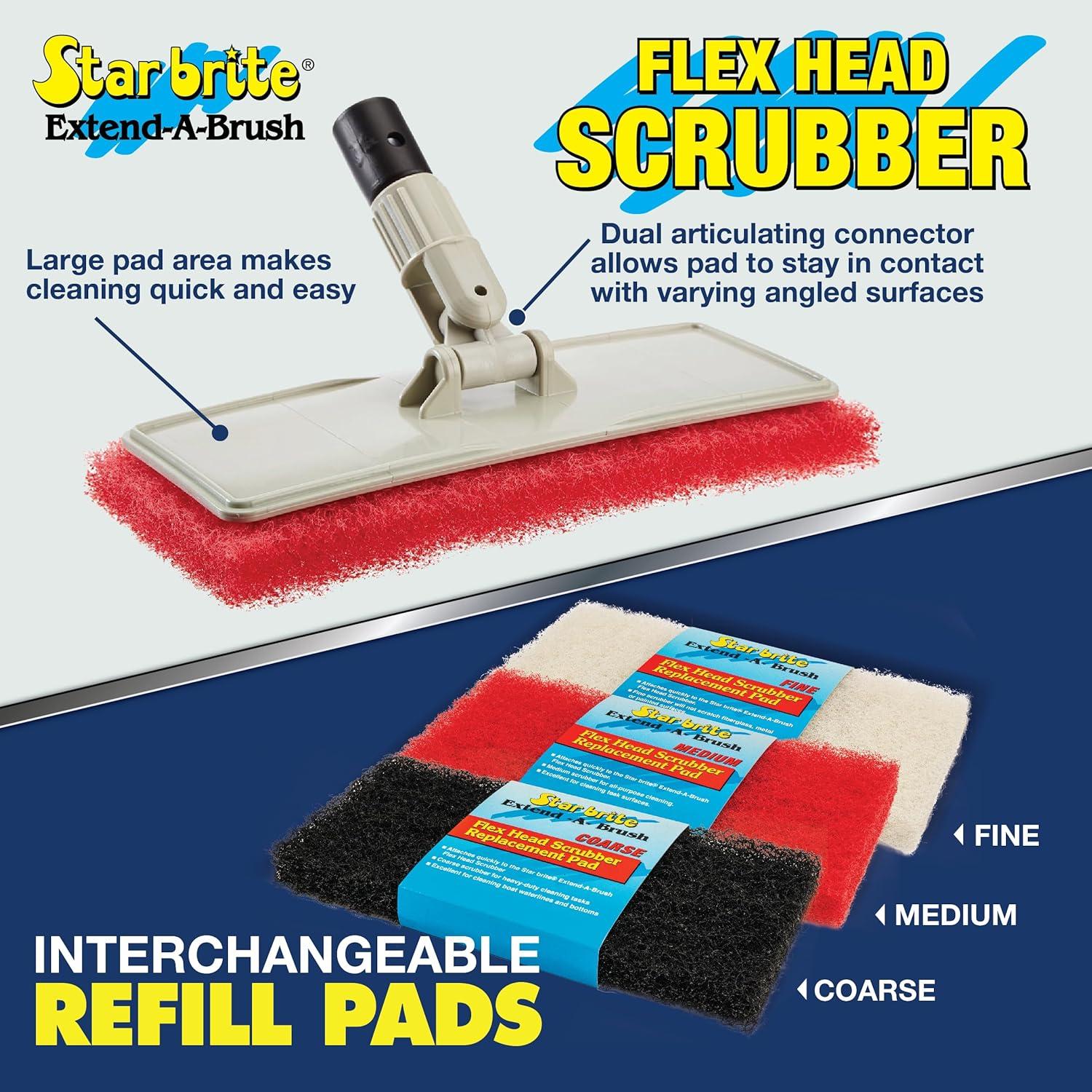 image:imageSTAR BRITE Large Scrub Pad with Flexible Head Scrubber Medium Texture Red Attach to Extension Handle for an Extra 310 of Reach 040124Flex Head Scrubber WRed Pad