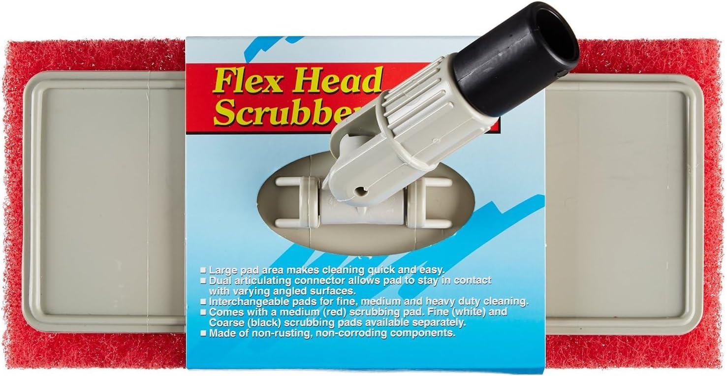 image:imageSTAR BRITE Large Scrub Pad with Flexible Head Scrubber Medium Texture Red Attach to Extension Handle for an Extra 310 of Reach 040124Flex Head Scrubber WRed Pad