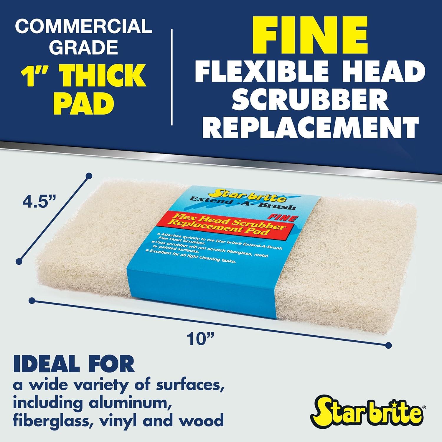 image:imageSTAR BRITE Large Scrub Pad with Flexible Head Scrubber Medium Texture Red Attach to Extension Handle for an Extra 310 of Reach 040124White Scrubber Fine