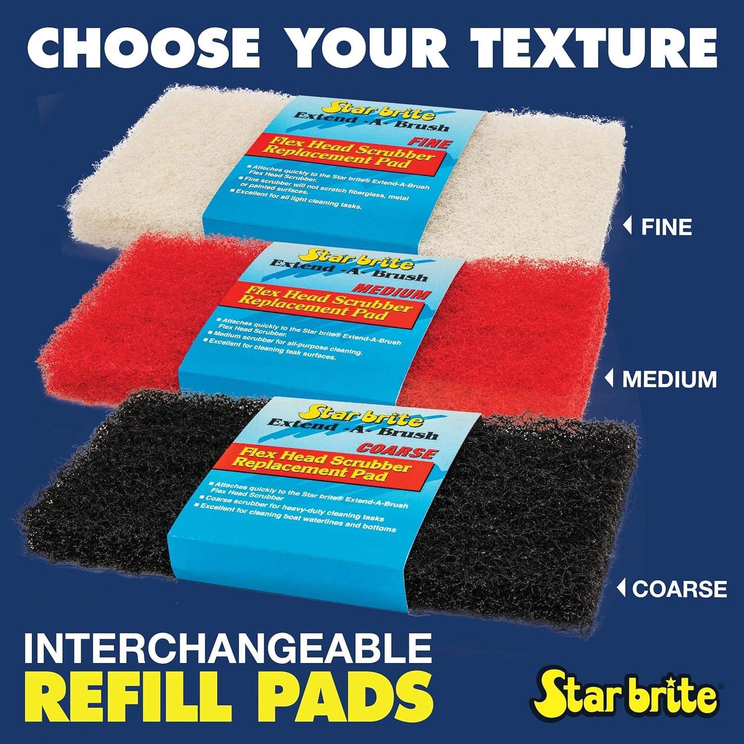 image:imageSTAR BRITE Large Scrub Pad with Flexible Head Scrubber Medium Texture Red Attach to Extension Handle for an Extra 310 of Reach 040124White Scrubber Fine