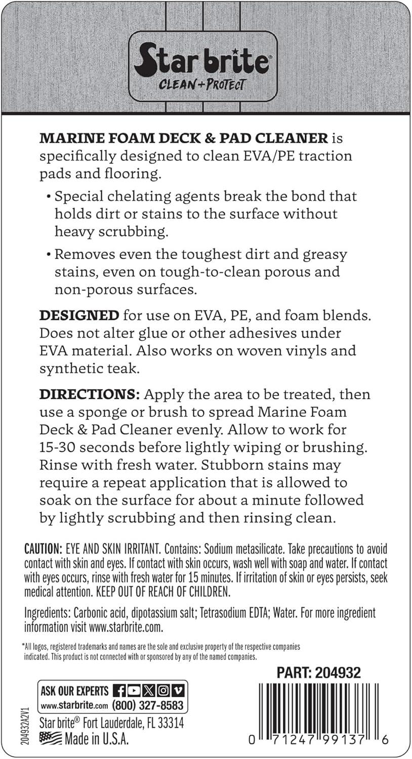 image:imageSTAR BRITE Marine Foam DeckPad Cleaner Designed for Use on EVA PE SeaDek DEKit MarineMat and More32 OZ