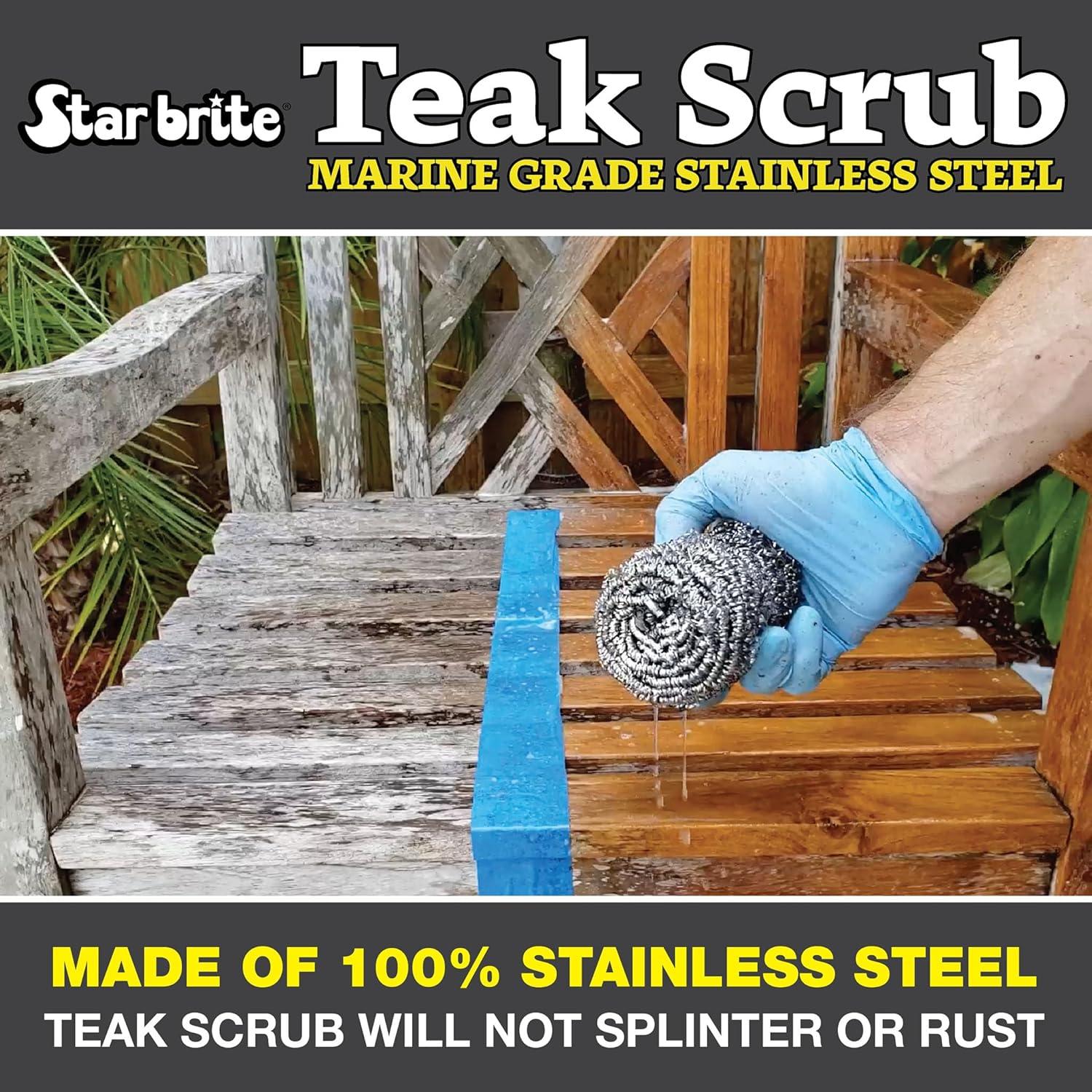 image:imageSTAR BRITE MarineGrade Stainless Steel Scrub Scouring Pad Scrubber Refinish Wood Furniture amp Boat Teak1 unit