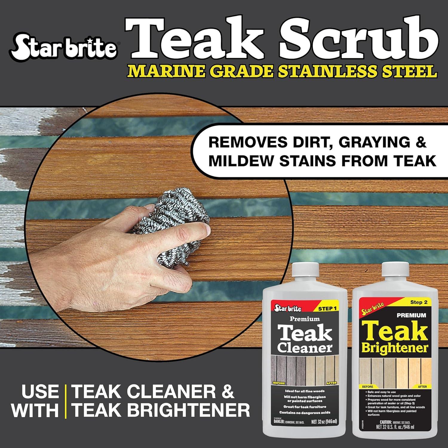 image:imageSTAR BRITE MarineGrade Stainless Steel Scrub Scouring Pad Scrubber Refinish Wood Furniture amp Boat Teak1 unit