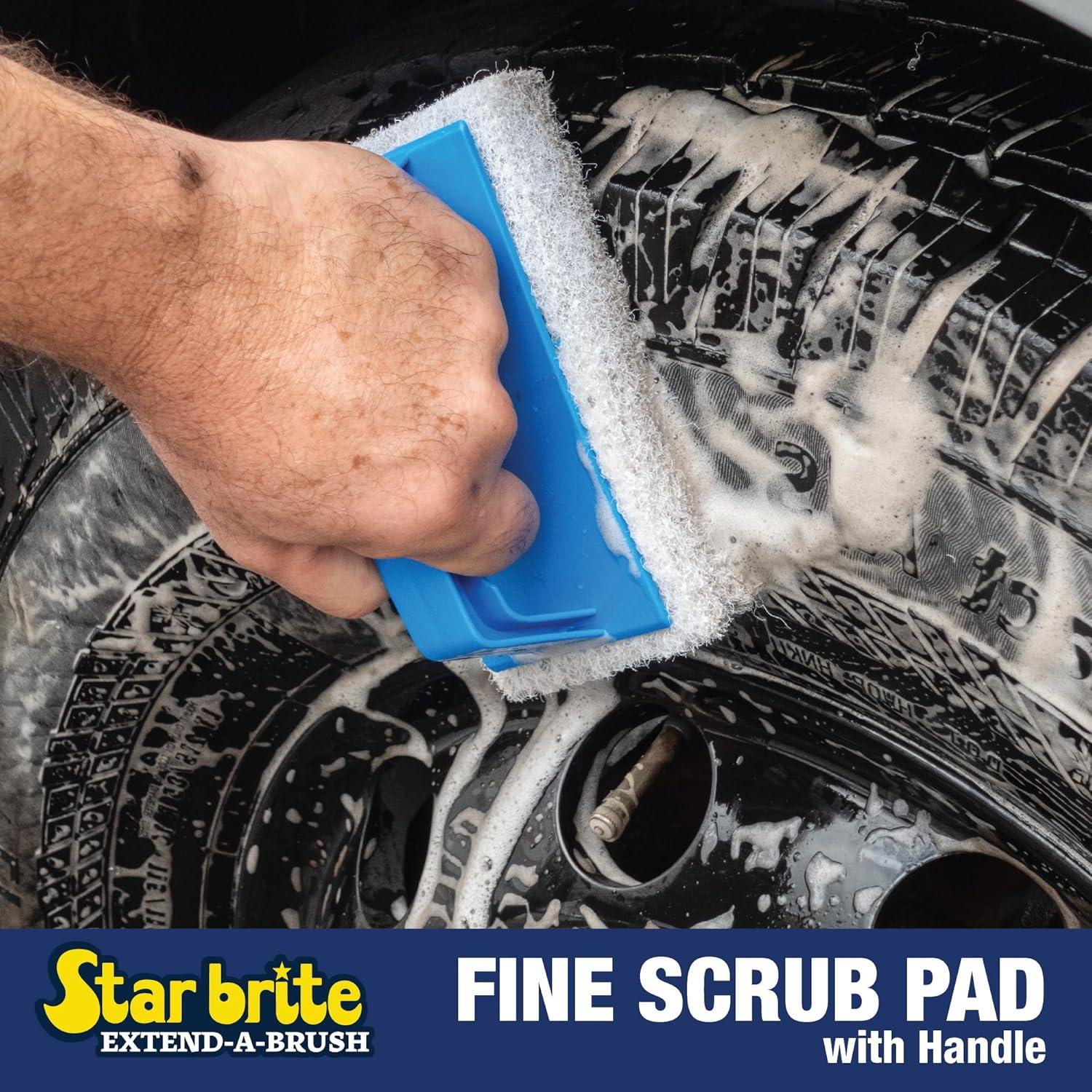 image:imageSTAR BRITE Medium Red Scrub Pad with Interchangeable Handle Versatile Cleaning for Most Tasks Including Aluminum Restoration Teak amp Fine Wood Cleaning Red Medium 040130Fine White