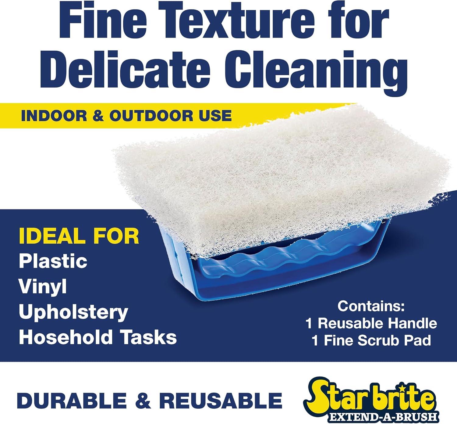 image:imageSTAR BRITE Medium Red Scrub Pad with Interchangeable Handle Versatile Cleaning for Most Tasks Including Aluminum Restoration Teak amp Fine Wood Cleaning Red Medium 040130Fine White
