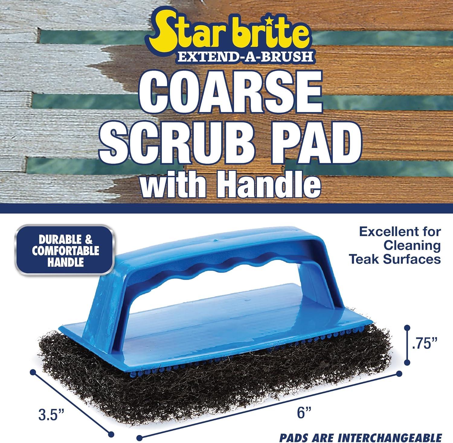 image:imageSTAR BRITE Medium Red Scrub Pad with Interchangeable Handle Versatile Cleaning for Most Tasks Including Aluminum Restoration Teak amp Fine Wood Cleaning Red Medium 040130Coarse Black