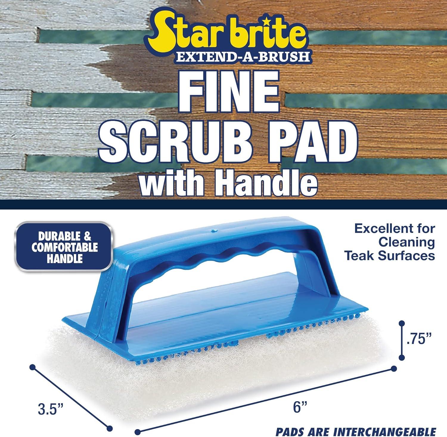 image:imageSTAR BRITE Medium Red Scrub Pad with Interchangeable Handle Versatile Cleaning for Most Tasks Including Aluminum Restoration Teak amp Fine Wood Cleaning Red Medium 040130Fine White