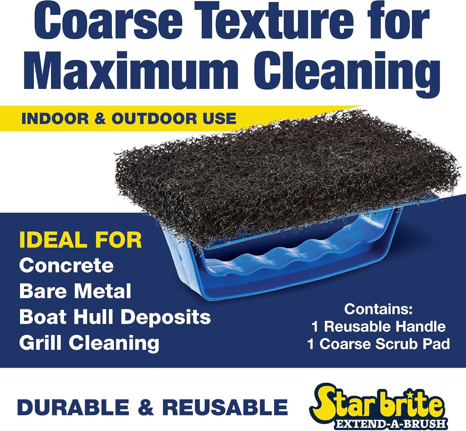image:imageSTAR BRITE Medium Red Scrub Pad with Interchangeable Handle Versatile Cleaning for Most Tasks Including Aluminum Restoration Teak amp Fine Wood Cleaning Red Medium 040130Coarse Black