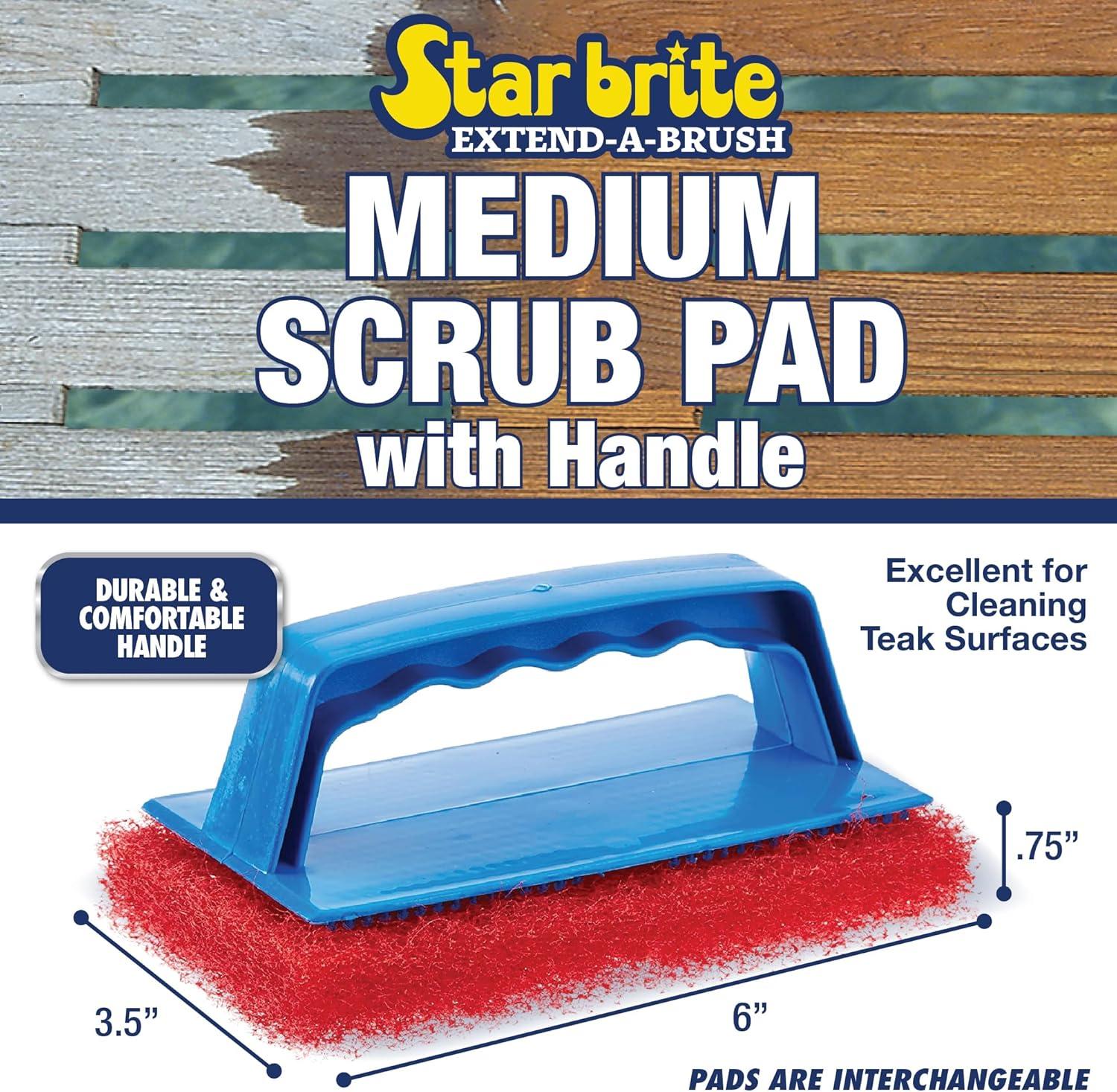 image:imageSTAR BRITE Medium Red Scrub Pad with Interchangeable Handle Versatile Cleaning for Most Tasks Including Aluminum Restoration Teak amp Fine Wood Cleaning Red Medium 040130Medium Red