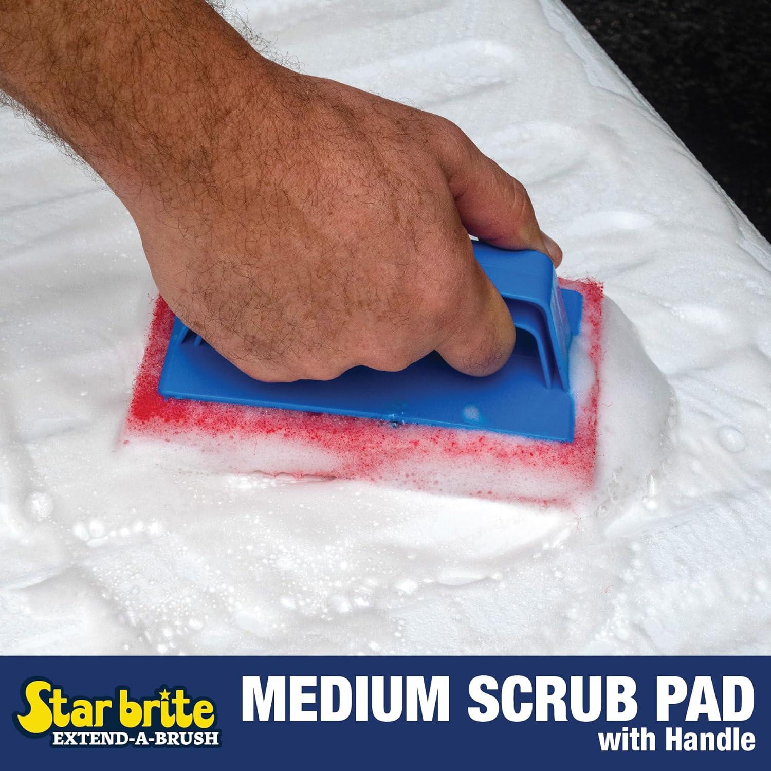 image:imageSTAR BRITE Medium Red Scrub Pad with Interchangeable Handle Versatile Cleaning for Most Tasks Including Aluminum Restoration Teak amp Fine Wood Cleaning Red Medium 040130Medium Red
